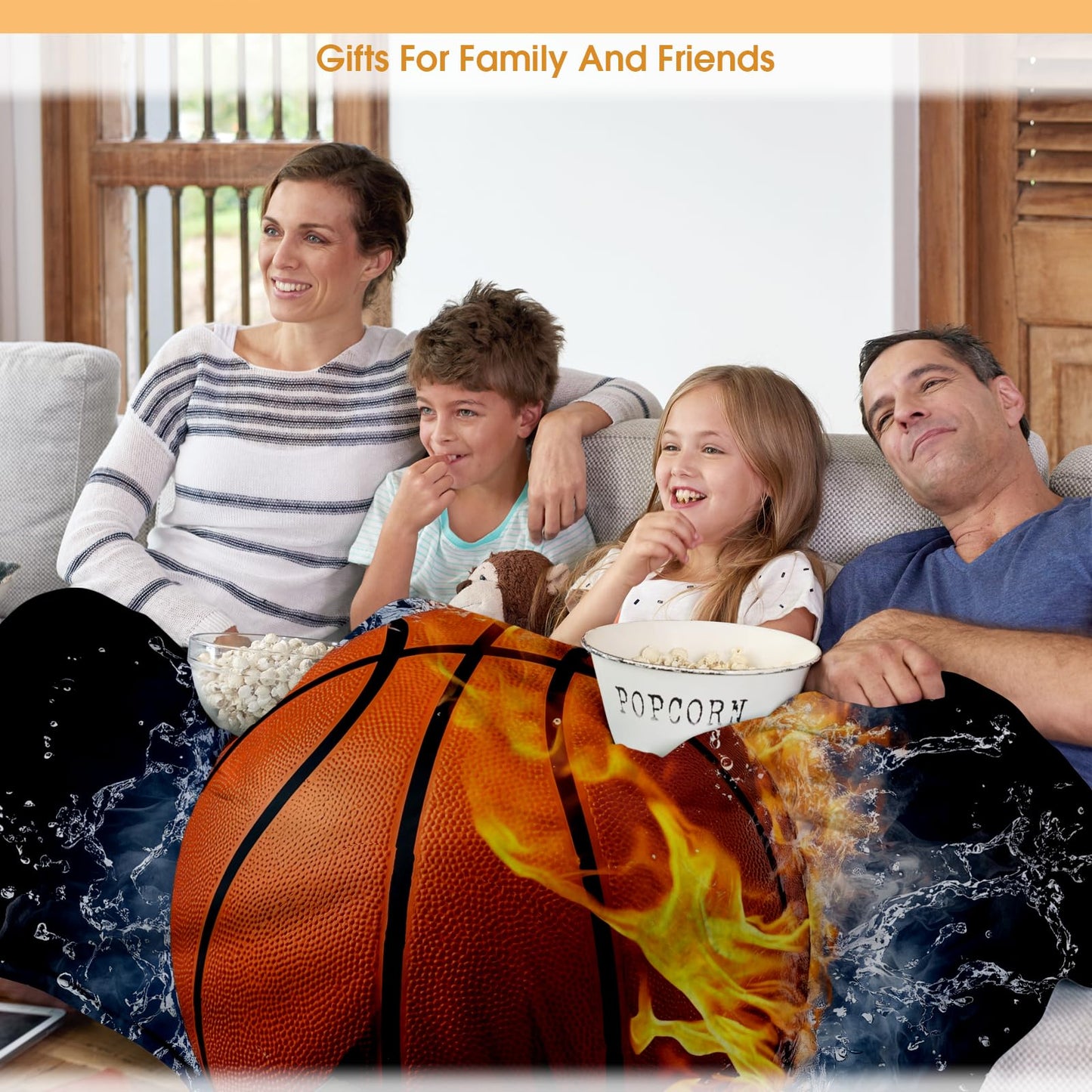 Hohoto Basketball Blanket Sports Gifts for Men Women Kids Teen Boys Girls Birthday Christmas Halloween Easter Son Boyfriend Students Team Player Teammates Throw Blanket 50"x60"
