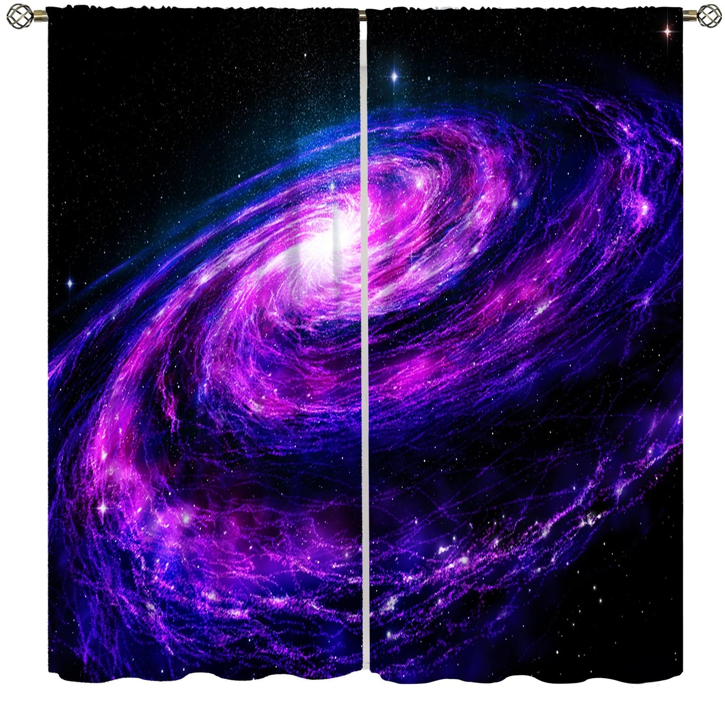 Galaxy Blackout Curtains,Purple Universe Starry Night Outer Space Mystery Galaxy Milky Way Black Hole Stars Windows Treatments Rod Pocket Drapes For Kids Boys Teenage Living Room Bedroom 63x72in