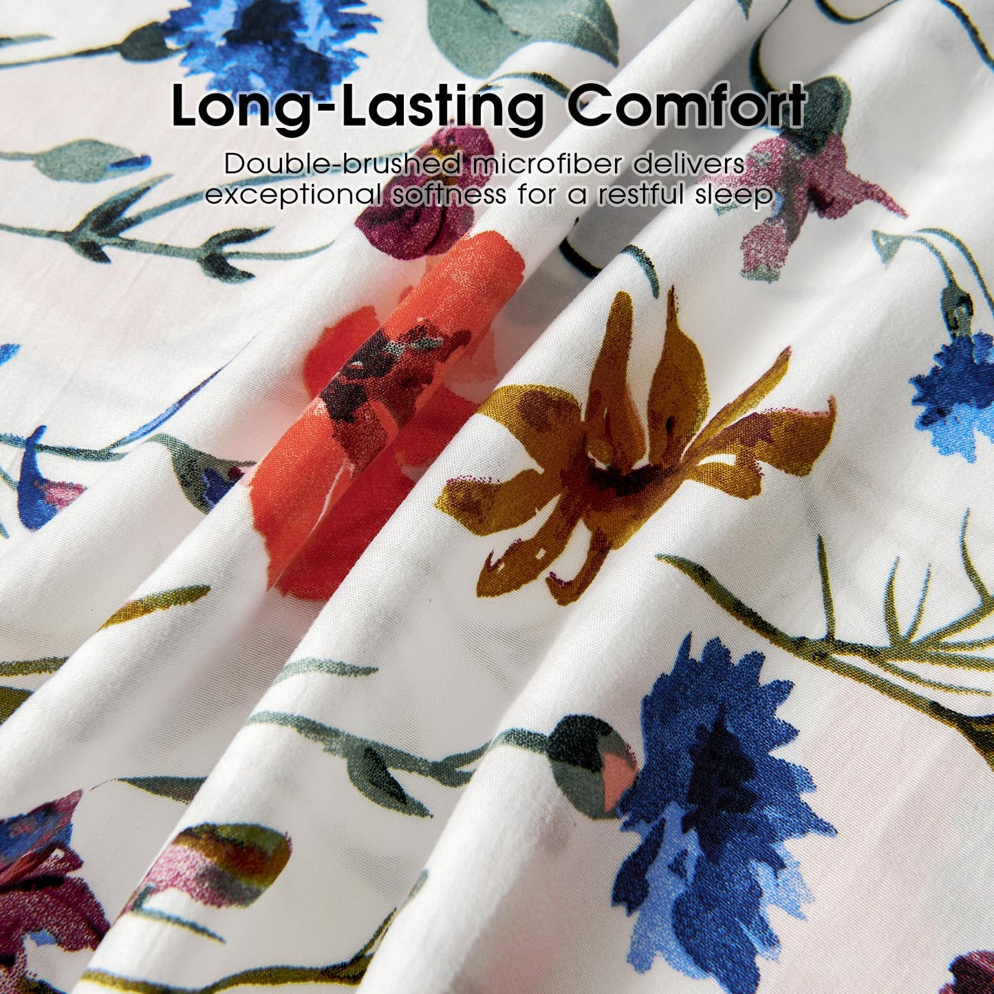 FreshCulture Floral Bed Sheets - Ultra Soft King Size Sheets Set - Brushed Microfiber Floral Sheets - Deep Pockets - Easy Care - Hotel Luxury 4 Piece Flower Printed Sheets King, Le Jardin