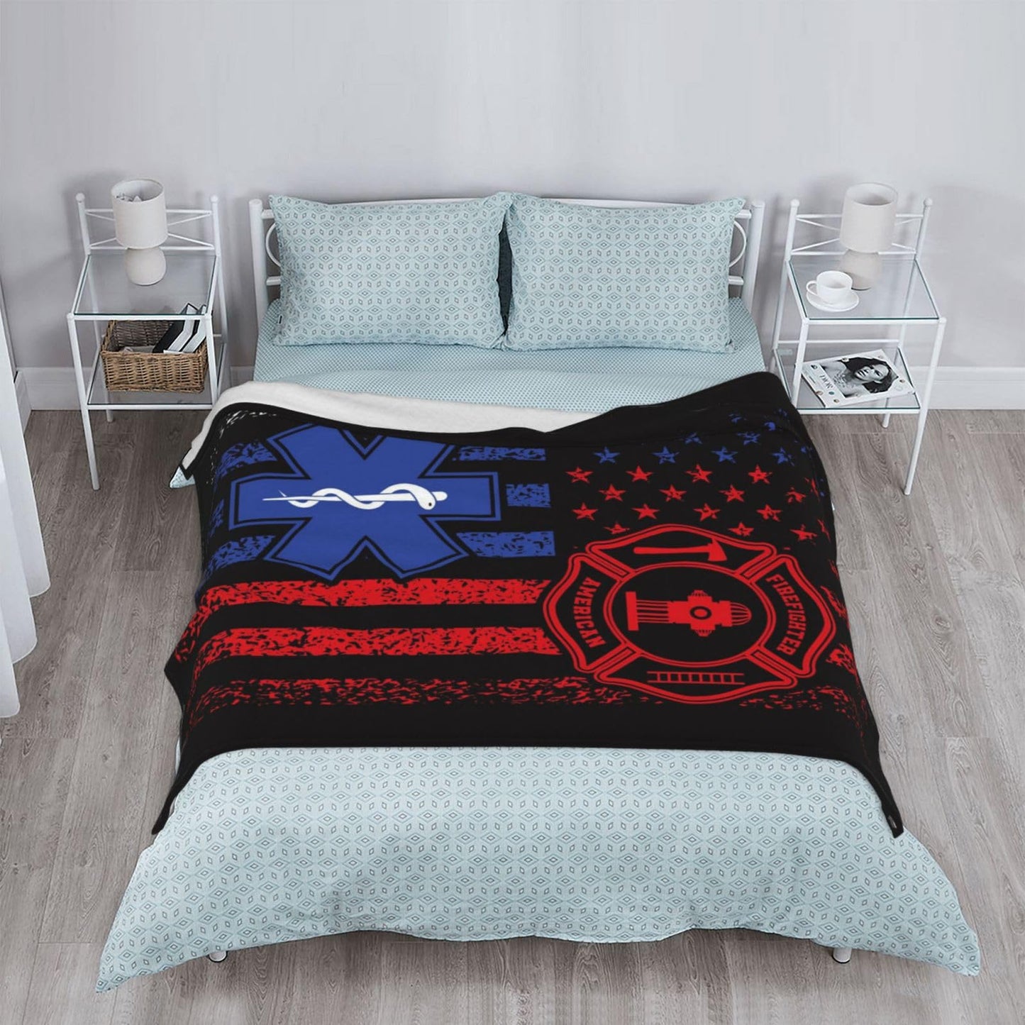 EMS Firefighter Blanket 80"x60" Soft Cozy Firefighter Gifts Blankets Warm Lightweight Plush Fleece Throws EMS Gift for Men Women