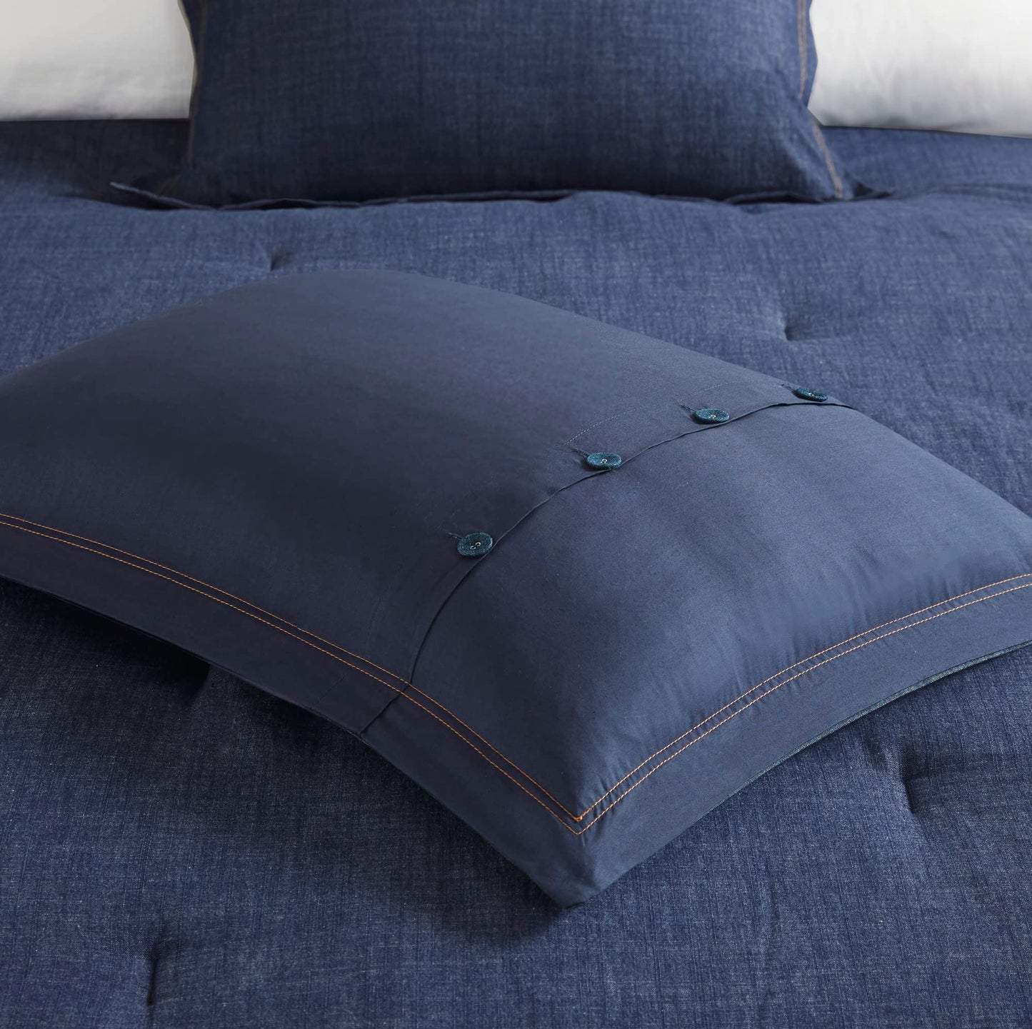 Woolrich Rustic Lodge Cabin Comforter Set - All Season Down Alternative Warm Bedding Layer and Matching Shams, Oversized Queen, Perry, Denim Blue
