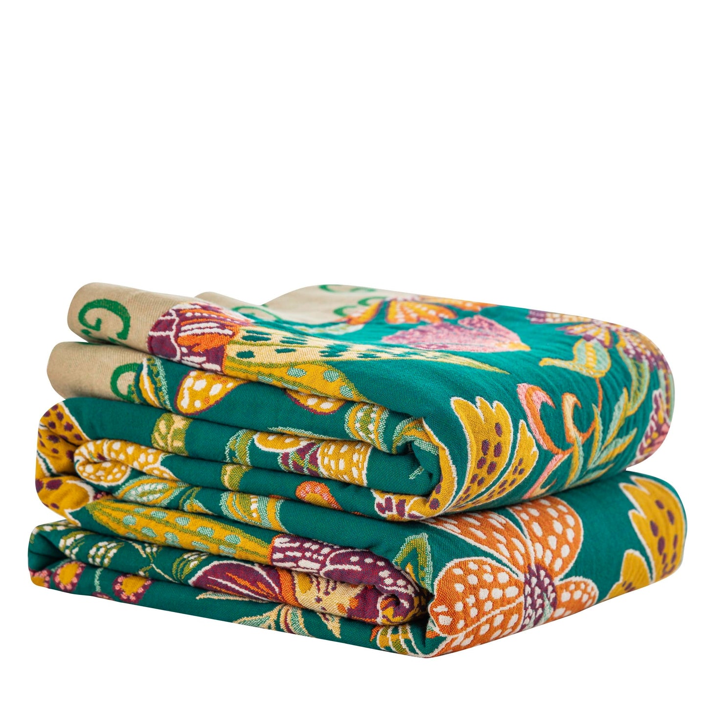 Purefair 100% Muslin Cotton Throw Blanket for Bed Couch Chair, Bohemian Floral Colorful Retro Quilt Ultra Soft Reversible Gauze Blanket for All Season, 60"x80"