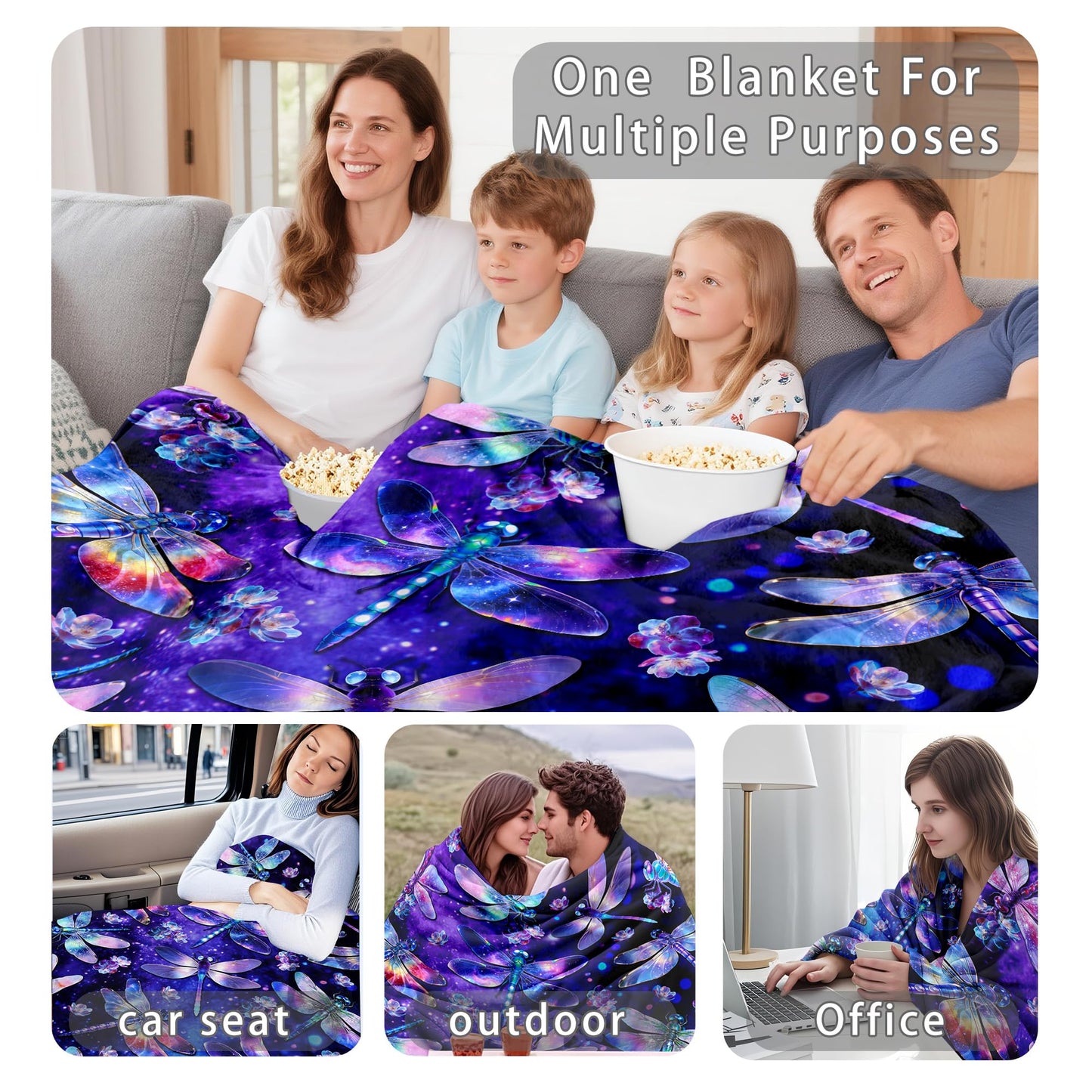 Dragonfly Blanket Gifts for Women Girls Soft Flannel Dragonfly Throw Blanket Merch Stuff Decor for Dragon Fly Lovers 50"X 40"