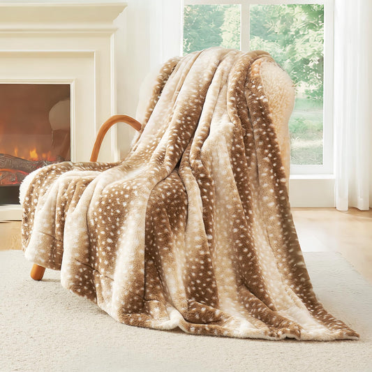 Cozy Bliss Luxury Faux Fur Throw Blanket Animal Striped Print, Non Shedding Double Sided Sherpa Blankets Super Soft Fluffy Thick Warm Throws Home Decor for Couch Bed Sofa Women (Brown, 50x60 Inches)
