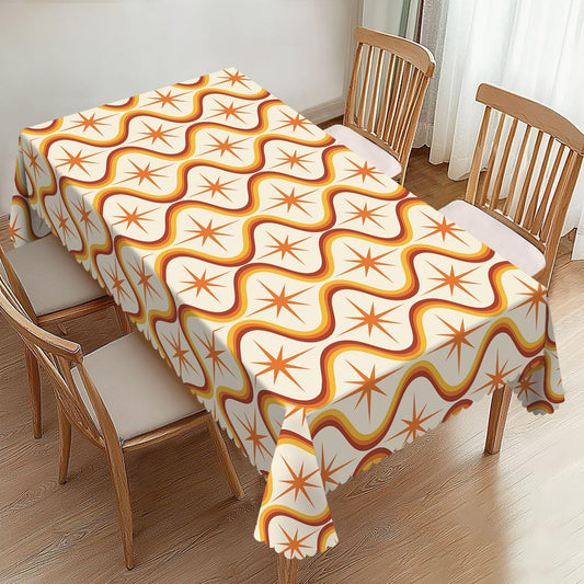 ZYPHORIEL Modern Orange Shapes Rectangle Tablecloths Vintage Pattern Table Cloths Decorative Kitchen Dining Tablecloth for Rectangular Tables,Washable Table Cover for Party 54 x 72 Inch