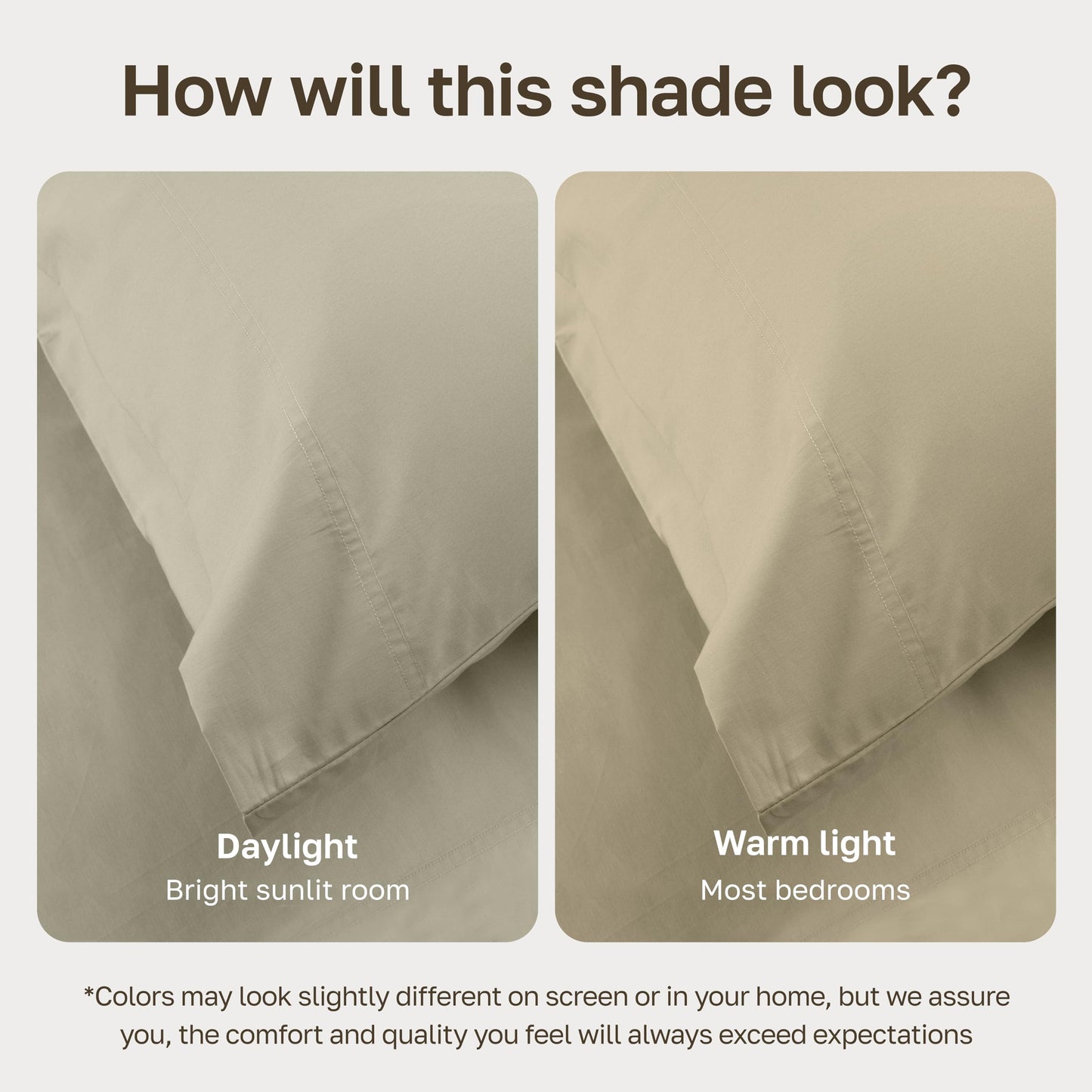 California Design Den Queen Size Fitted Sheet Only - 100% Organic Cotton Percale, Deep Pocket Fitted Sheet, Lightweight, Crisp and Durable - Soft Taupe
