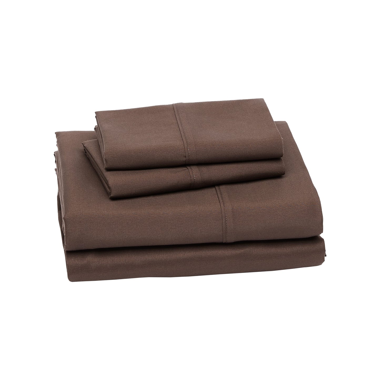 Amazon Basics Breathable Soft Microfiber 4 Piece Bed Sheet Set with 14-Inch Deep Pockets, Wrinkle Resistant, Full, Chocolate, Solid