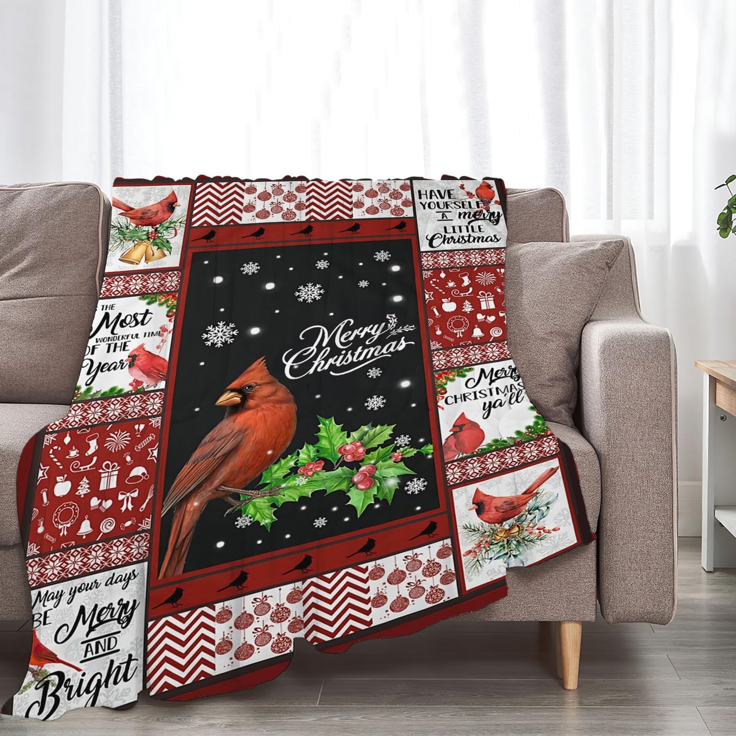 Tijuboni Cardinal Bird Throw Blanket for Girls Boys Women Men Kids Adults Soft Flannel Fleece Blanket for Couch Sofa Bed Home Decor 40"x50"