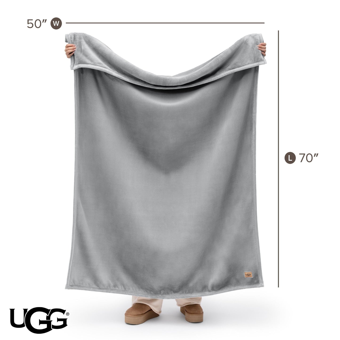UGG Coco Plush Fleece Throw Blanket – Soft & Cozy Blanket for Couch, Bed & Sofa, Perfect for Home Decor, House Warming Gifts or Luxurious Birthday Gifts for Women, 50" x 70", Seal Gray