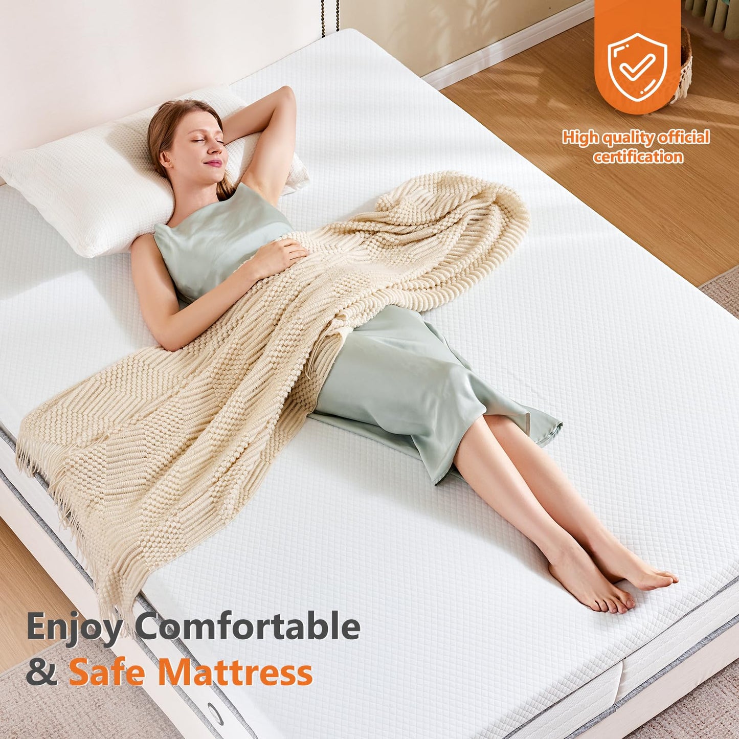 Sweetcrispy Mattress Topper Twin with Removable Soft Cover, 3 Inch Thick Gel Infused Cooling Memory Foam Pad for Twin Size Bed, Sleeper Sofa, RV, Camper, CertiPUR US Certified
