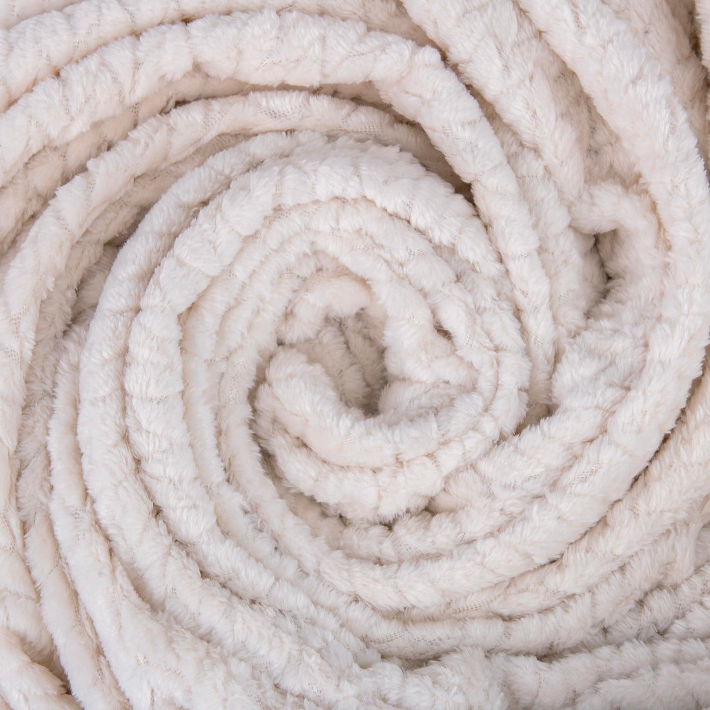 Waffle Knit Textured Throw Blanket Soft for Couch, Sofa, Twin Bed, Kids, Adults, 50” x 60” Chenille Knit Blanket, Boho Throw Blanket for Home Decor 250 GSM (Creamy White)