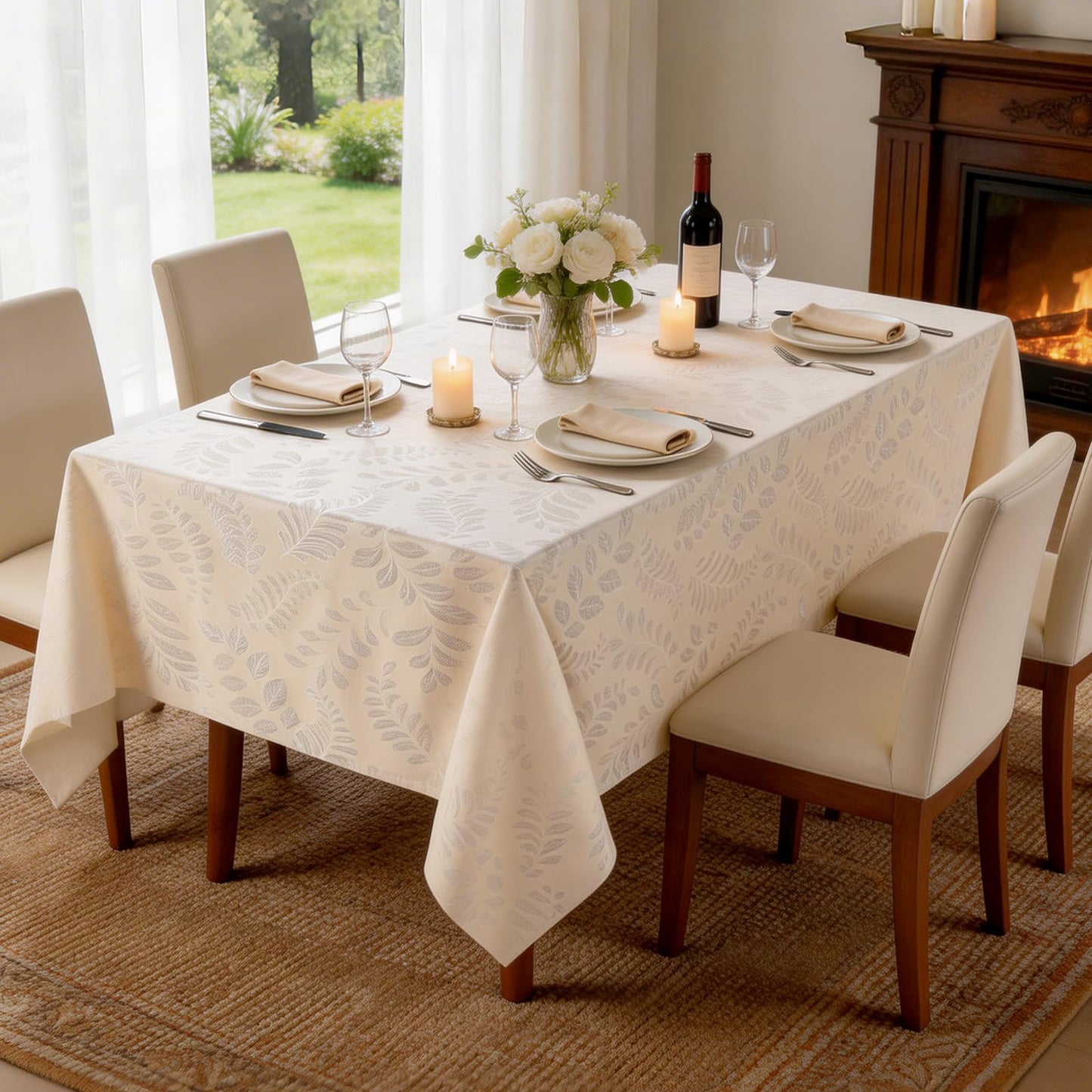 Kaixinbao Vinyl Tablecloth Rectangle, Heavy Duty Waterproof Table Cloth, Wipeable, Reusable Spillproof Table Cover for Indoor, Outdoor, Kitchen, Dining Room, Party, Picnic, Camping