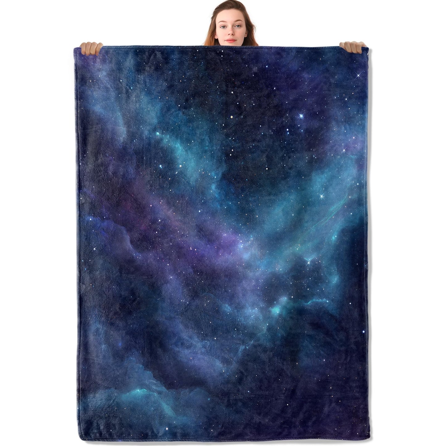 YCUFN Mystical Galaxy Flannel Blanket 50"x60" Starry Sky and Cosmic Cloud Lightweight Throw Blankets Birthday for Astronomy Lovers Office Bedroom Sofa Travel Home Decorate
