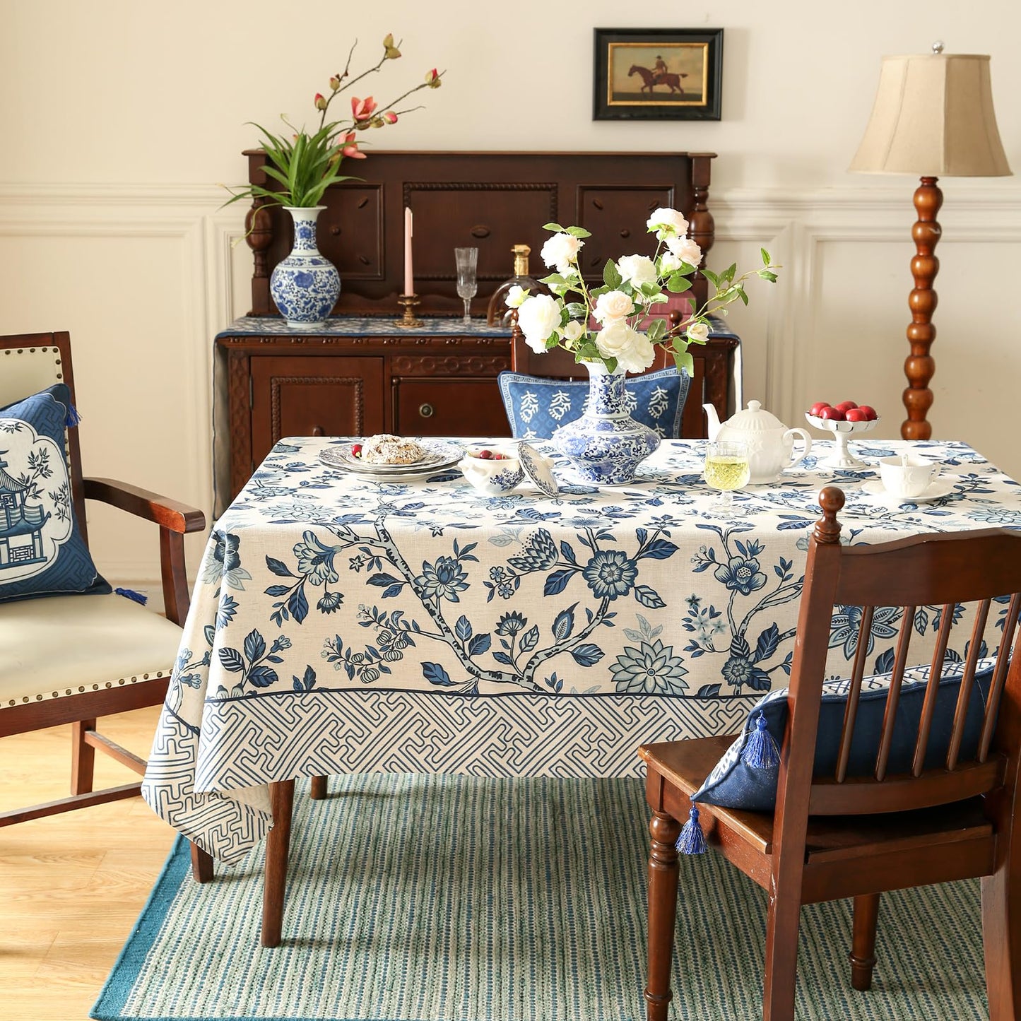 bilin gaier Designer Linen Tablecloth Rectangular,87"x55"-Suqing A