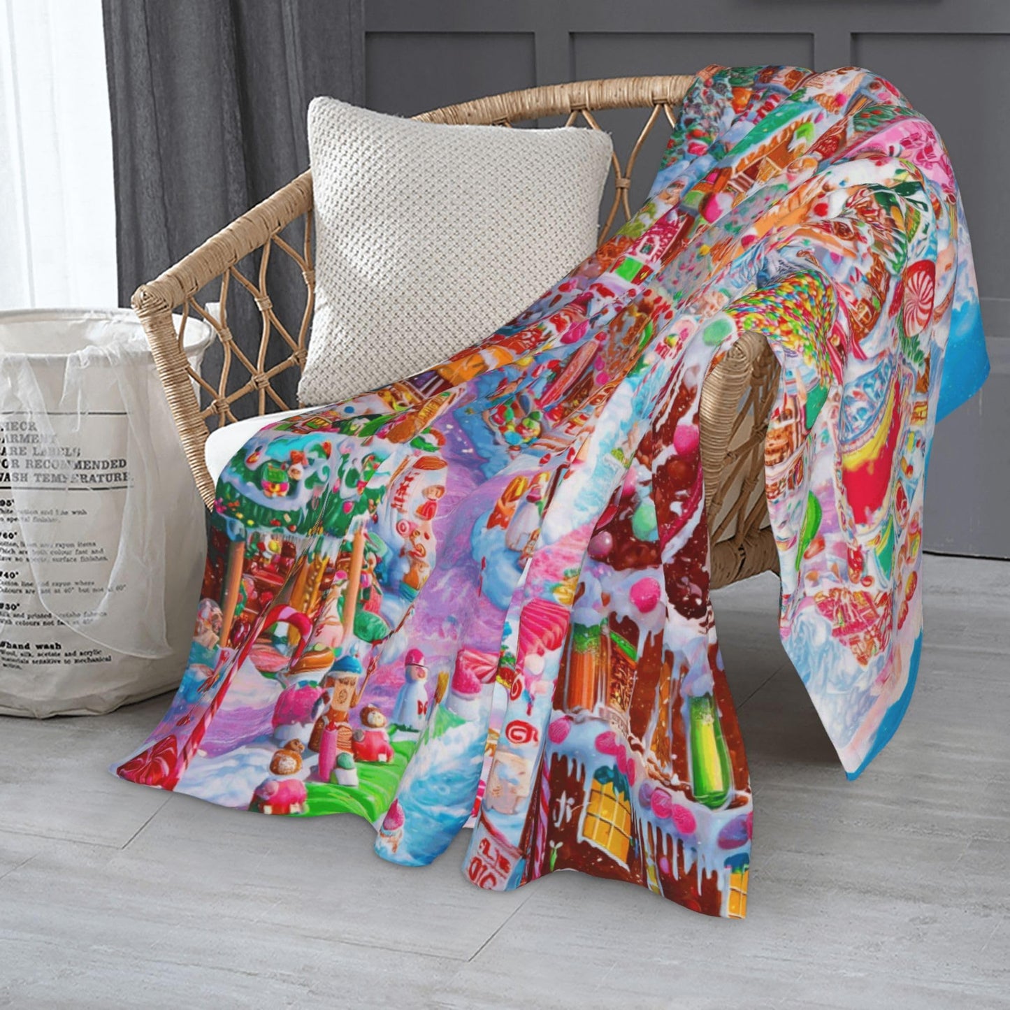 Colorful Candy House Flannel Throw Blanket Soft Cozy Blanket for Living Room Couch Sofa Bed 50 x 60 Inches