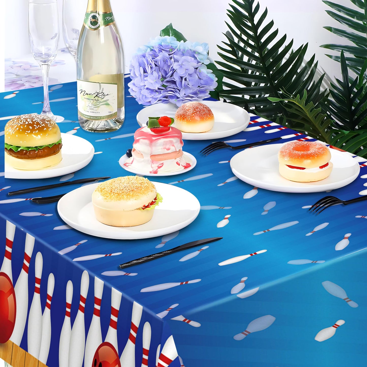 CC HOME 1Pc Bowling Party Plastic Tablecloth 54 x 87 Inch Long Table Cover, Bowling Ball Party Tablecover for Ball Sports Theme Kids Baby Shower Birthday Dinner Picnic Kitchen Event