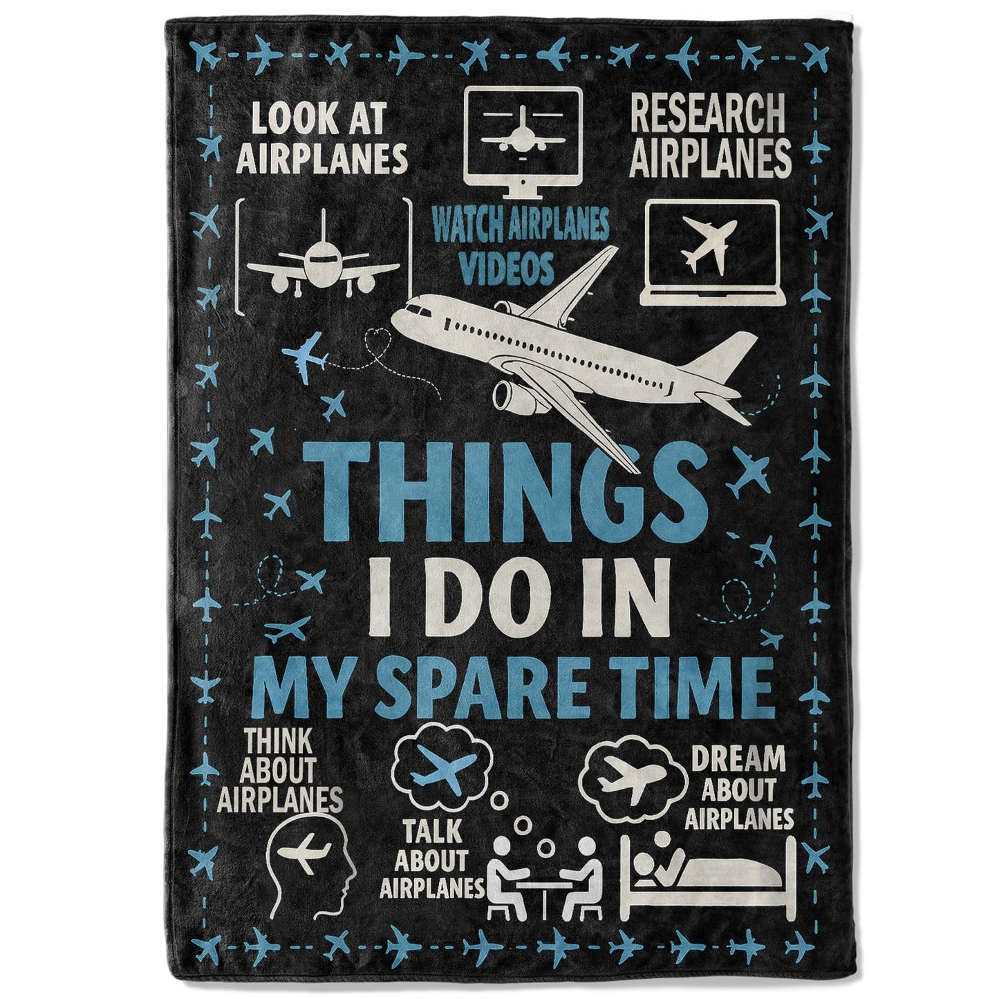 coedoaes Funny Airplane Fleece Blanket,50x60in,Aviation Plane Video Dream Pilot Throw Blankets,Soft Cozy Lightweight, Ideal for Bed Living Room Home Cool Decor,Men Gifts