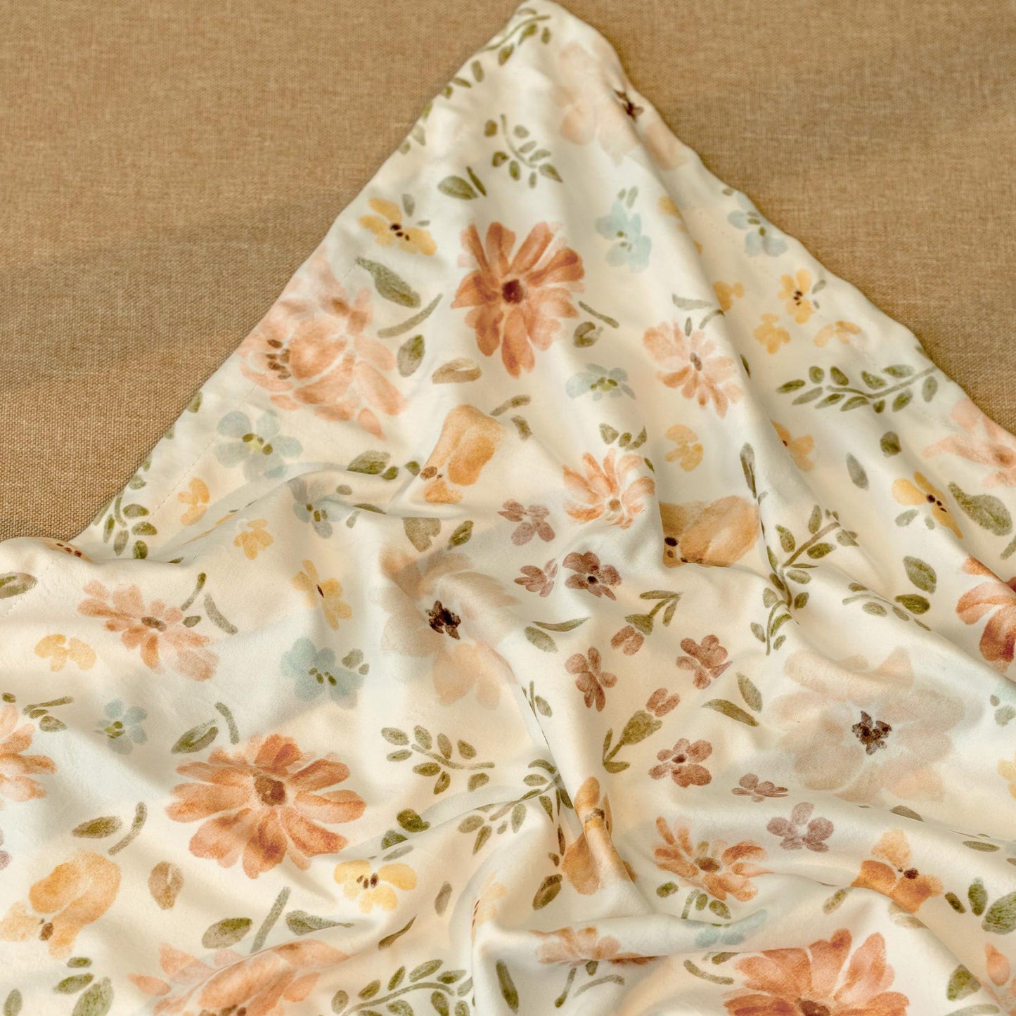 CIVARUA KIDS Baby Blanket for Girls, Soft Cozy Nursery Minky Blanket with Double Layer Dotted Backing for Infant Toddler in Crib Stroller, Cute Floral Orange Blanket, 30x40 Inches