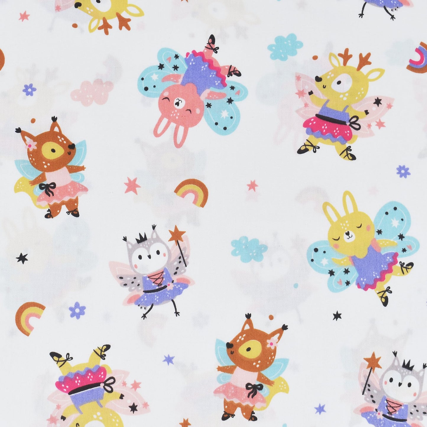 J-pinno Fawn Bunny Animals Fairy Ballet Dancer Cute Twin Sheet Set for Kids Girls Boys Children,100% Cotton, Flat Sheet + Fitted Sheet + Pillowcase Bedding Decoration Gift Set (Dance, Twin)