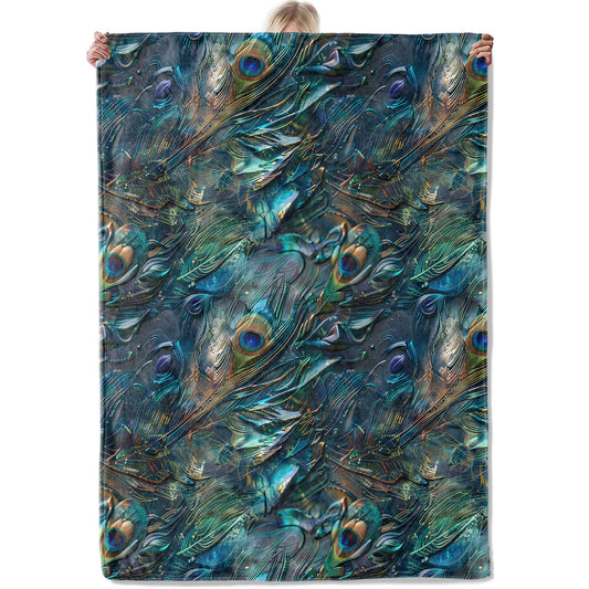 Aonimonis Peacock Feather Throw Blanket Gifts for Women, Soft Fuzzy Warm Cozy Flannel Blankets for Bedroom, Travel, Couch, Home Decor 50x60 in