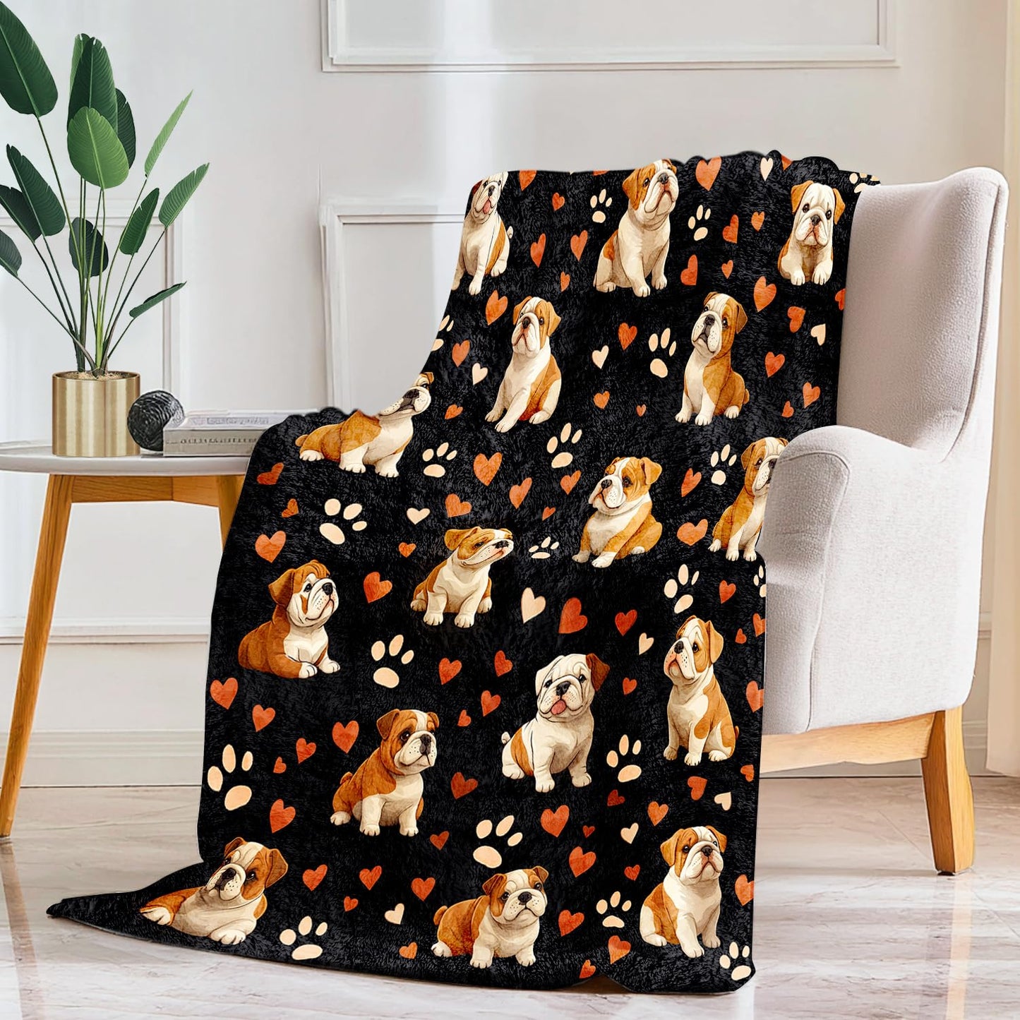 English Bulldog Blanket English Bulldog Decor Cozy Animal Throw Super Soft Plush Flannel Fleece Blanket Gift for Kids Adults Men Women Ultra Warm & Lightweight Flannel, 50"X40"