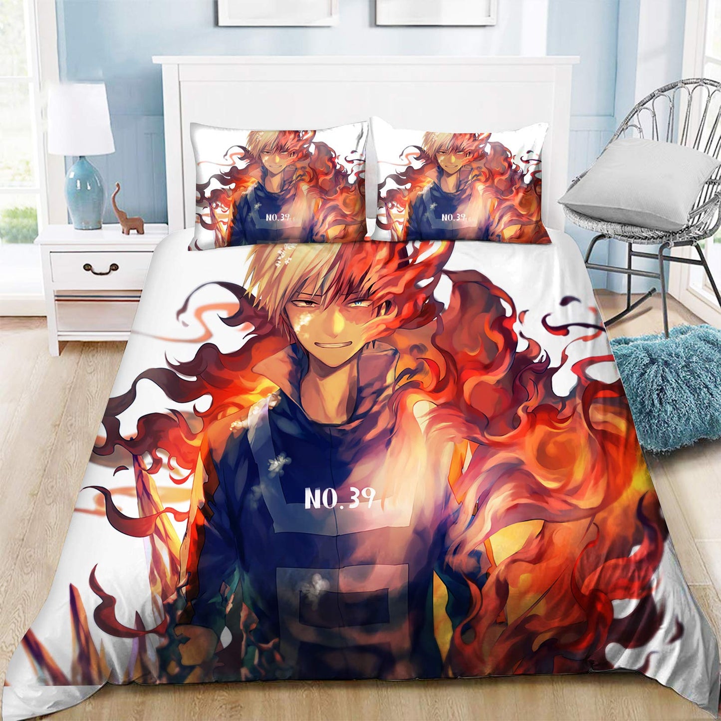 LUNK MHA Bedding Sets 3pcs Duvet Cover Set 1 Quilt Cover 2 Pillowcases 3D Printed Anime Bed Set Bedroom Decor for Boys Girls Adult Gift