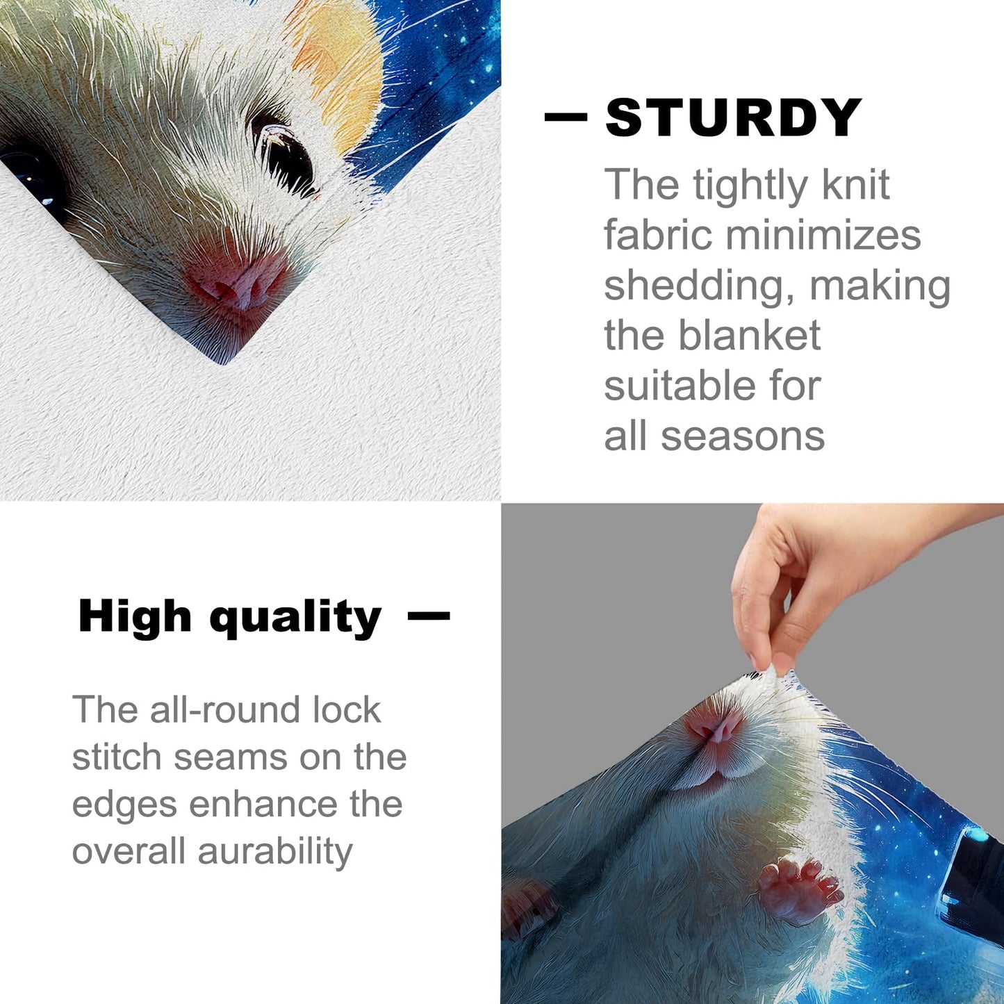 Hamster Blanket for Kids Adults, Hamster Gifts Flannel Throw Blanket, Hamster Decor Lightweight Warm Soft for Sofa Couch Bed Living Room Office 60" x 50"