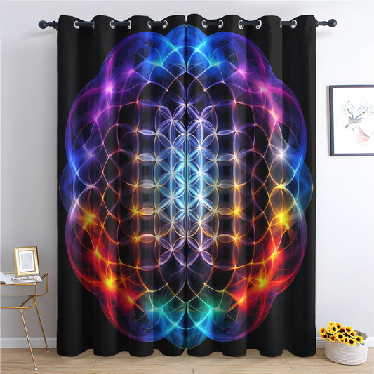 Chakra Blackout Curtains for Bedroom Living Room, Mandala Curtains & Home Decor, Yoga Window Curtains, Thermal Room Darkening Grommet Drapes, 54 Inch Curtains 2 Panel Set