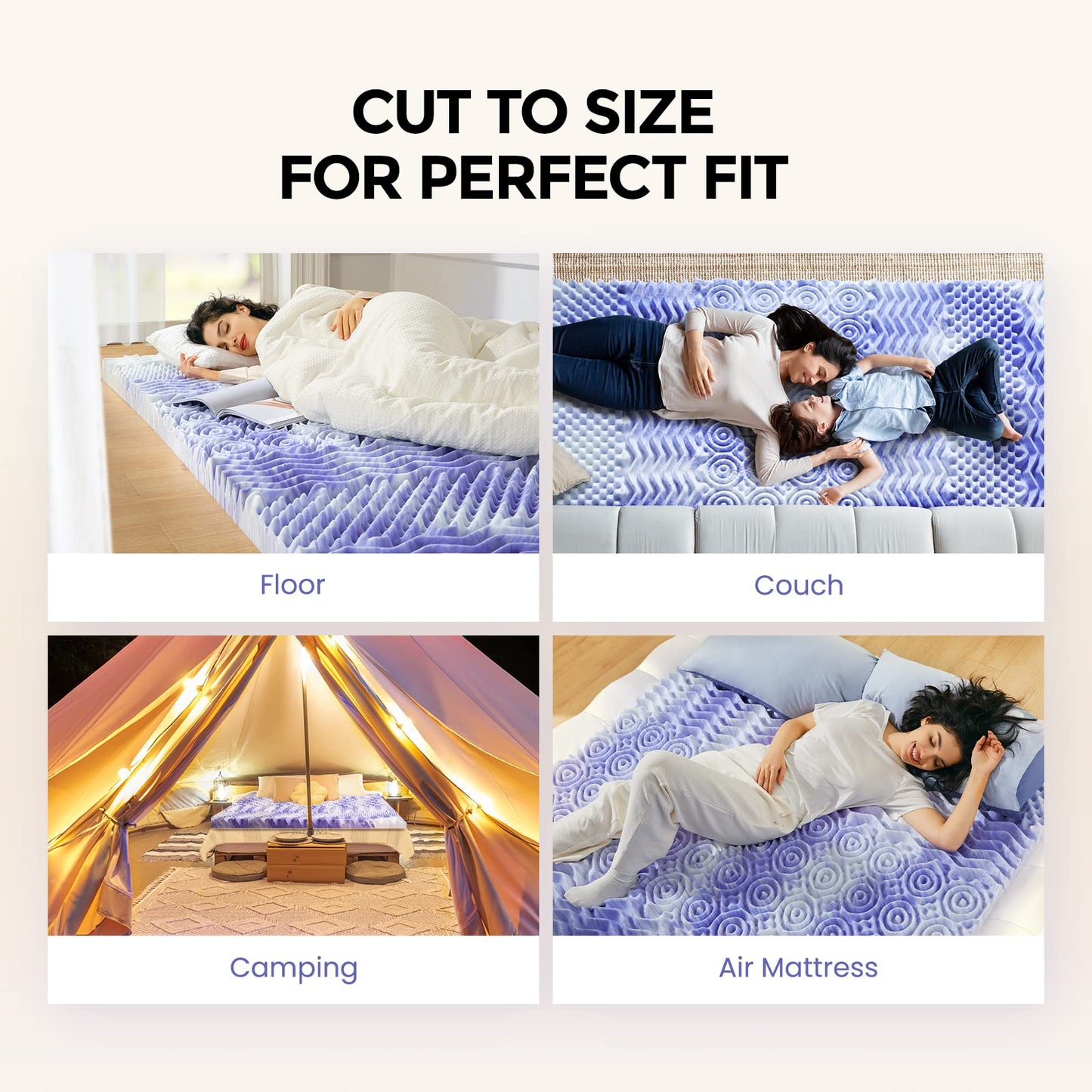 Dreamsmith Queen Mattress Topper, 3 Inch 7-Zone Memory Foam Mattress Topper, Gel Infused Foam Mattress Topper for Pressure Relief, Made with CertiPUR-US® Certified Foam, Oeko-Tex Certified