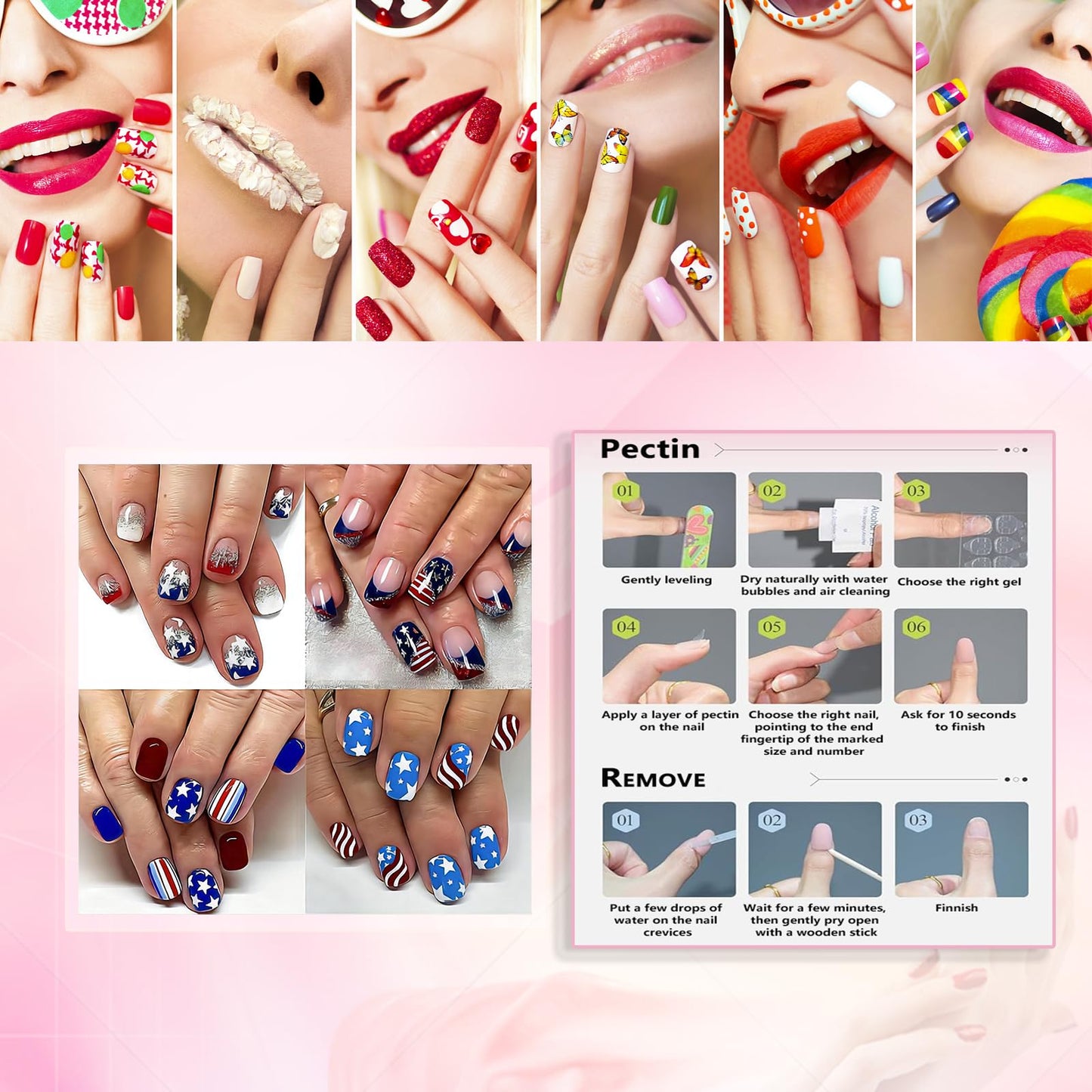 250 Year Anniversary USA Press on Nails Short Square Fake Nails USA Flag Design False Nails Stick on Nail Independence Day Gel Nail Glossy Press Ons Gift for Womens 24pcs