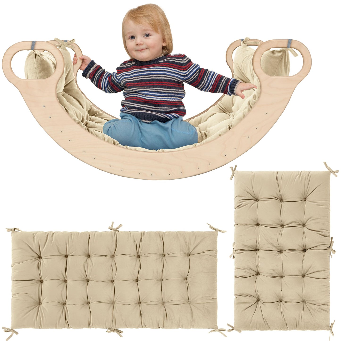 ROYALAY Premium Climbing Arch Set for Kids, Arch Cushion Floor Cushion Toddler Nap Mat (34 * 20 * 3 inch, Apricot)