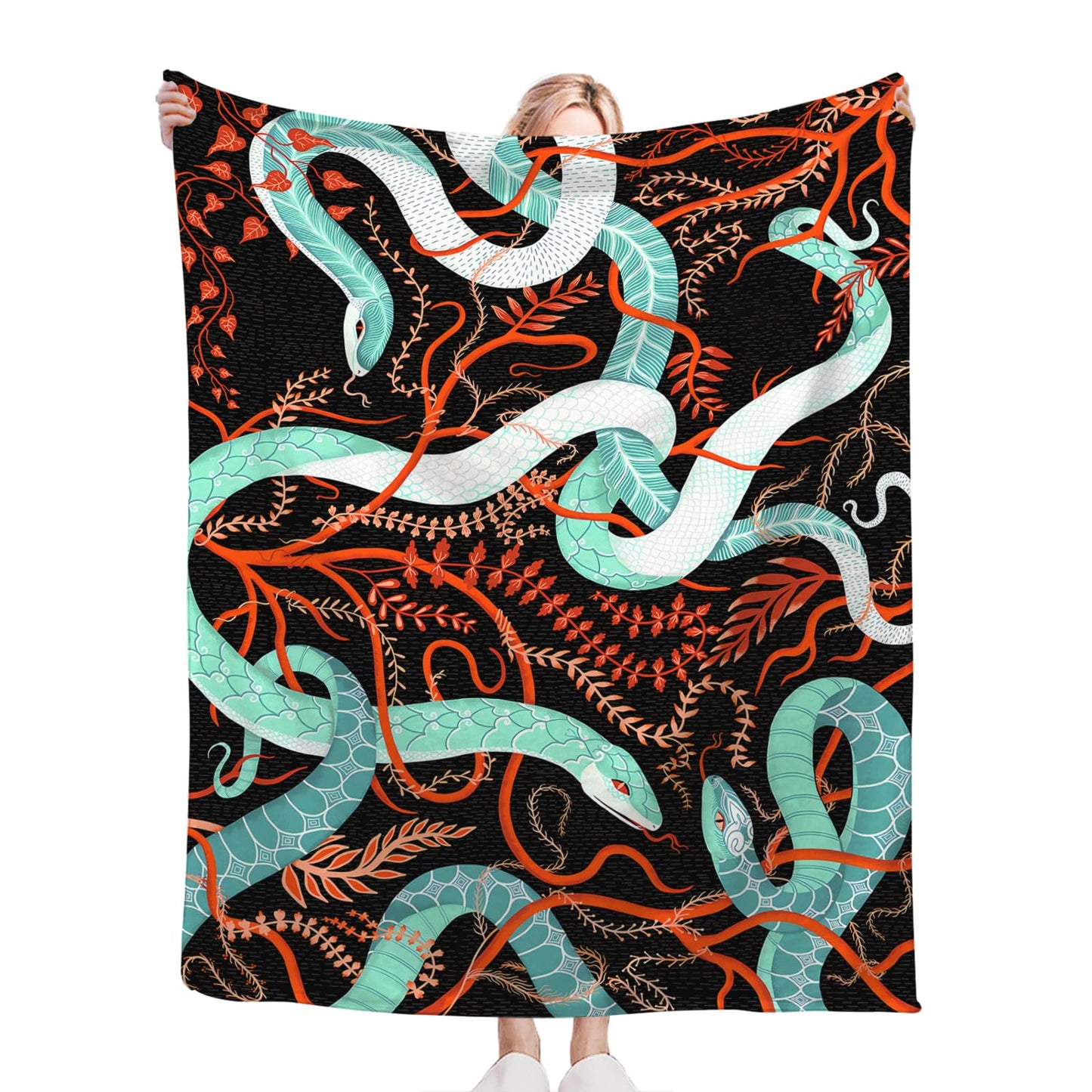 Tijuboni Snake Throw Blanket Snake Gifts for Girls Boys Women Men Kids Adults Soft Flannel Fleece Blanket for Couch Sofa Bed Home Decor 40"x50"