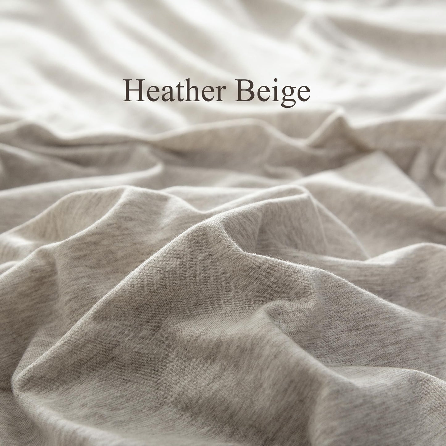 PURE ERA Jersey Knit Duvet Cover Set 100% T-Shirt Cotton Super Soft Comfy 2pc Bedding Set with Zipper Closure (Heather Beige, Twin)