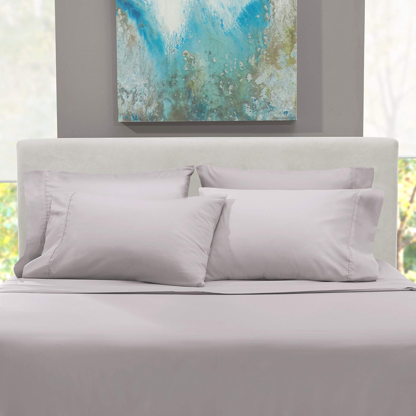 Hearth & Harbor Extra Deep Pocket Queen Sheets Sets - Fits Mattress 18-24 Inches Deep - Extra Deep Pocket Sheets - 6 Piece Queen Size - Light Lavender