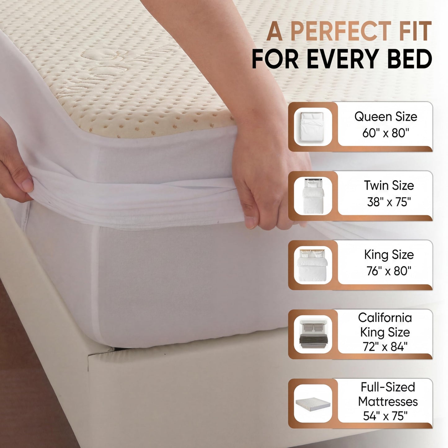 Luxury Waterproof Organic Mattress Protector Queen Size - Organic Cotton Breathable Mattress Pad Cover - Premium 380 GSM 3D Air Fabric - Deep Pocket - Jersey Cotton Skirt - Fitted Design