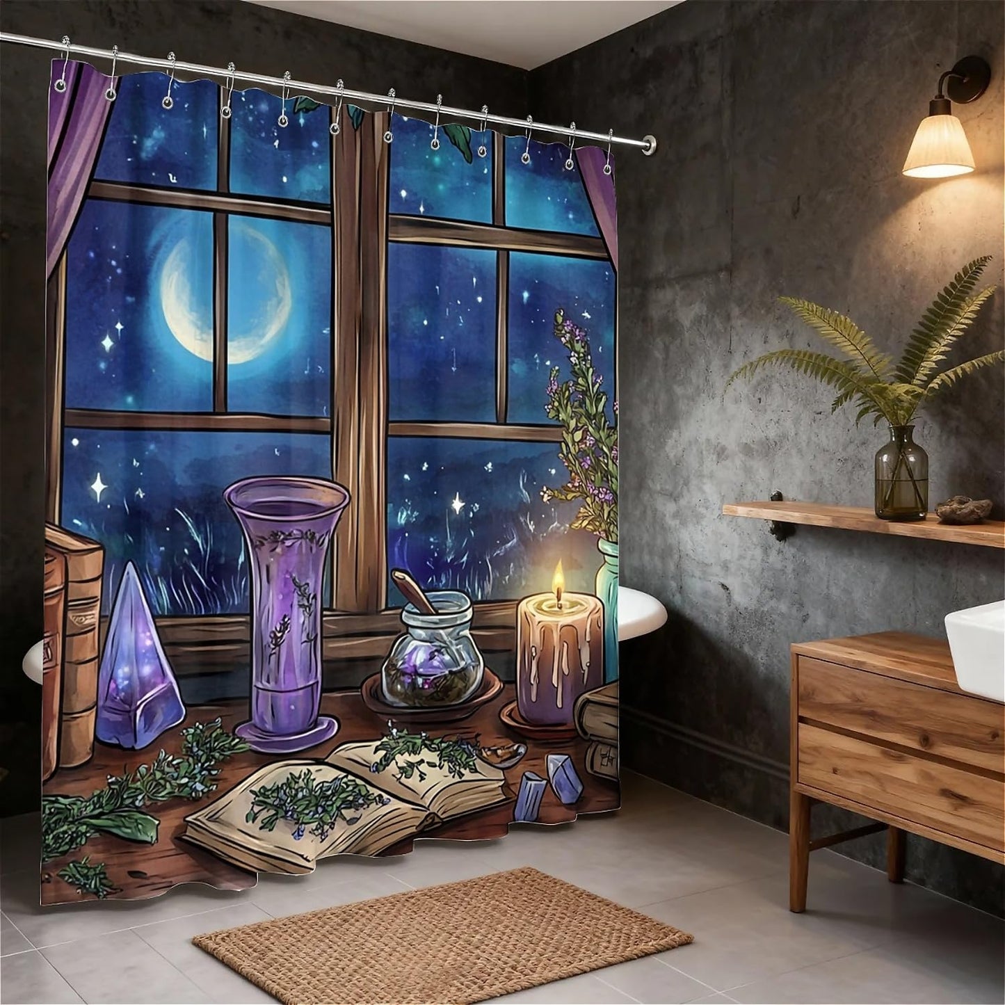 TANGXUNFA witchy's-Room Shower Curtain for Bathroom, Water-Resistant Long Shower Curtain Set 72x72 Inch with Metal Grommets and 12 Metal Hooks