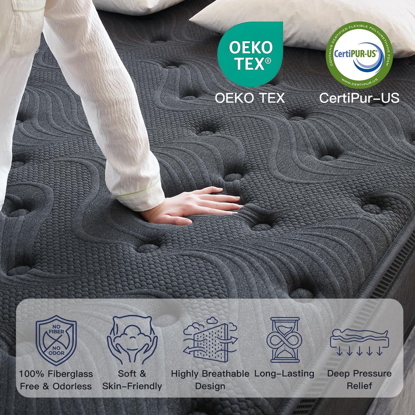 Profus 12 Inch Queen Mattress, Memory Foam Mattress in a Box with Memory Foam & Pocket Springs for Motion Isolation, Queen Size Mattress Relieve Pressure with Medium Support, CertiPUR-US Certified