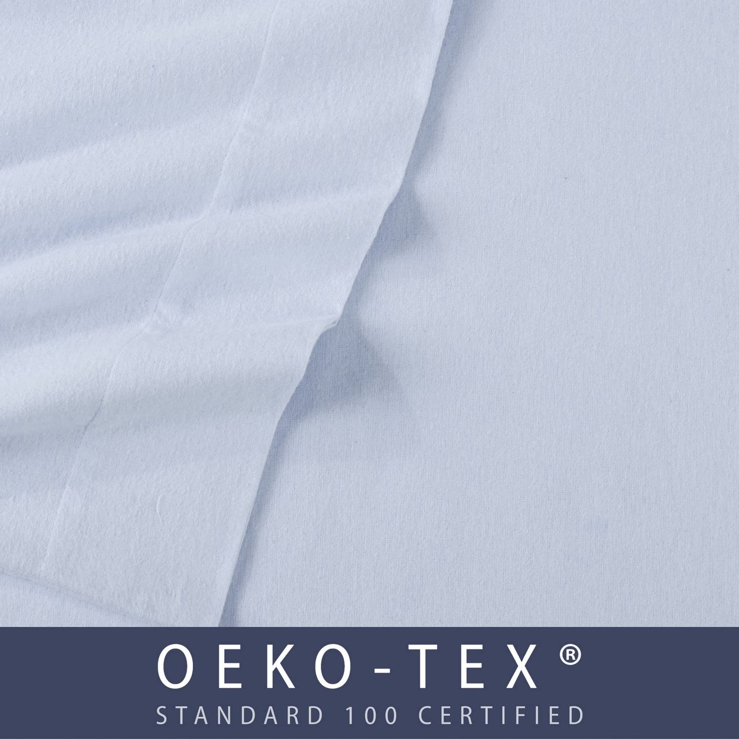 Market & Place 100% Turkish Cotton Flannel Sheet Set | 4 Piece Deep Pocket Solid Cozy Winter Bed Sheets | Double Brushed for Extra Softness & Comfort | Chalet Collection (Queen, Light Blue)