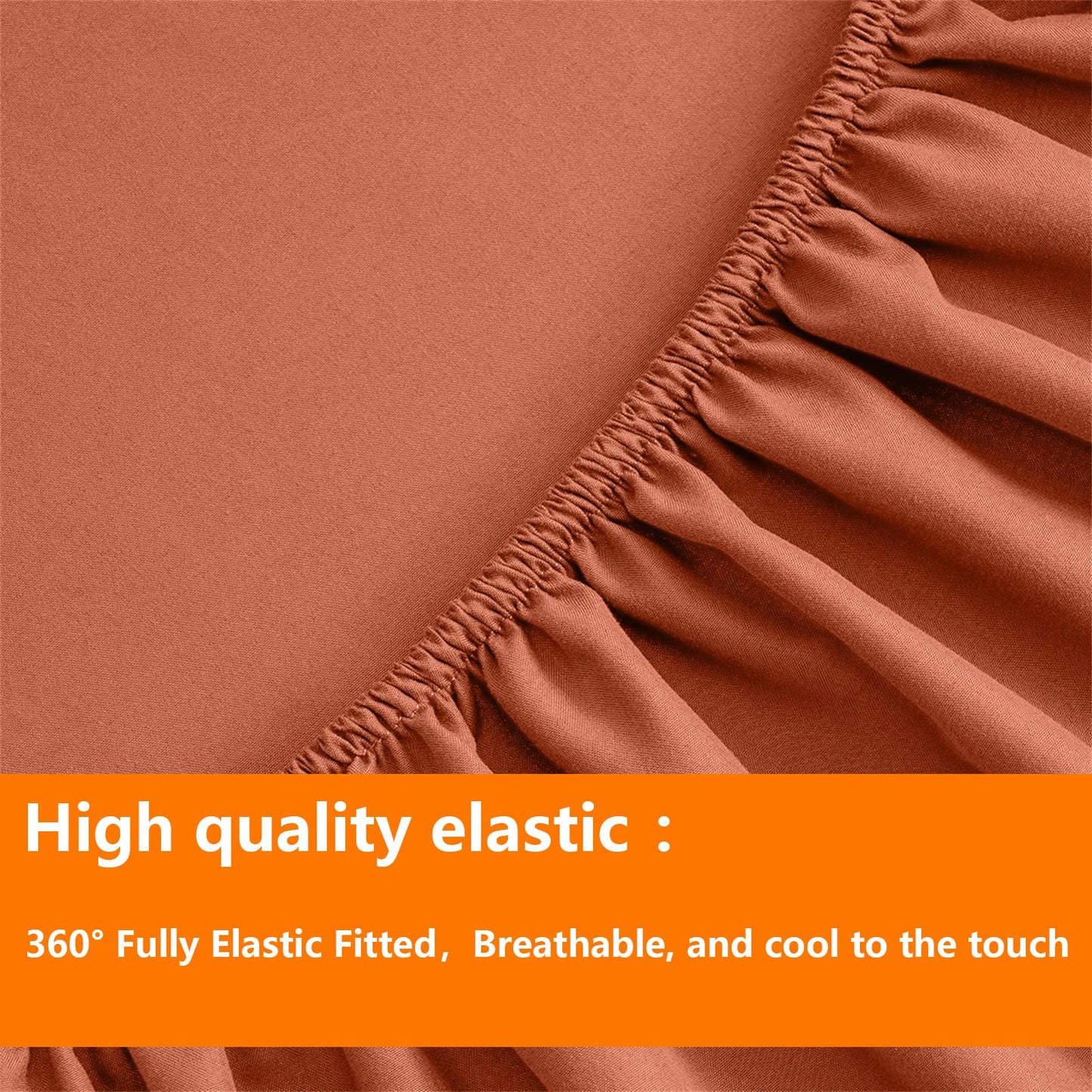 TAIMIT Burnt Orange Full Size Comforter Set - 7 Pieces, Bed in a Bag Bedding Sets with All Season Soft Quilted Warm Fluffy Reversible Comforter,Flat Sheet,Fitted Sheet,2 Pillow Shams,2 Pillowcases