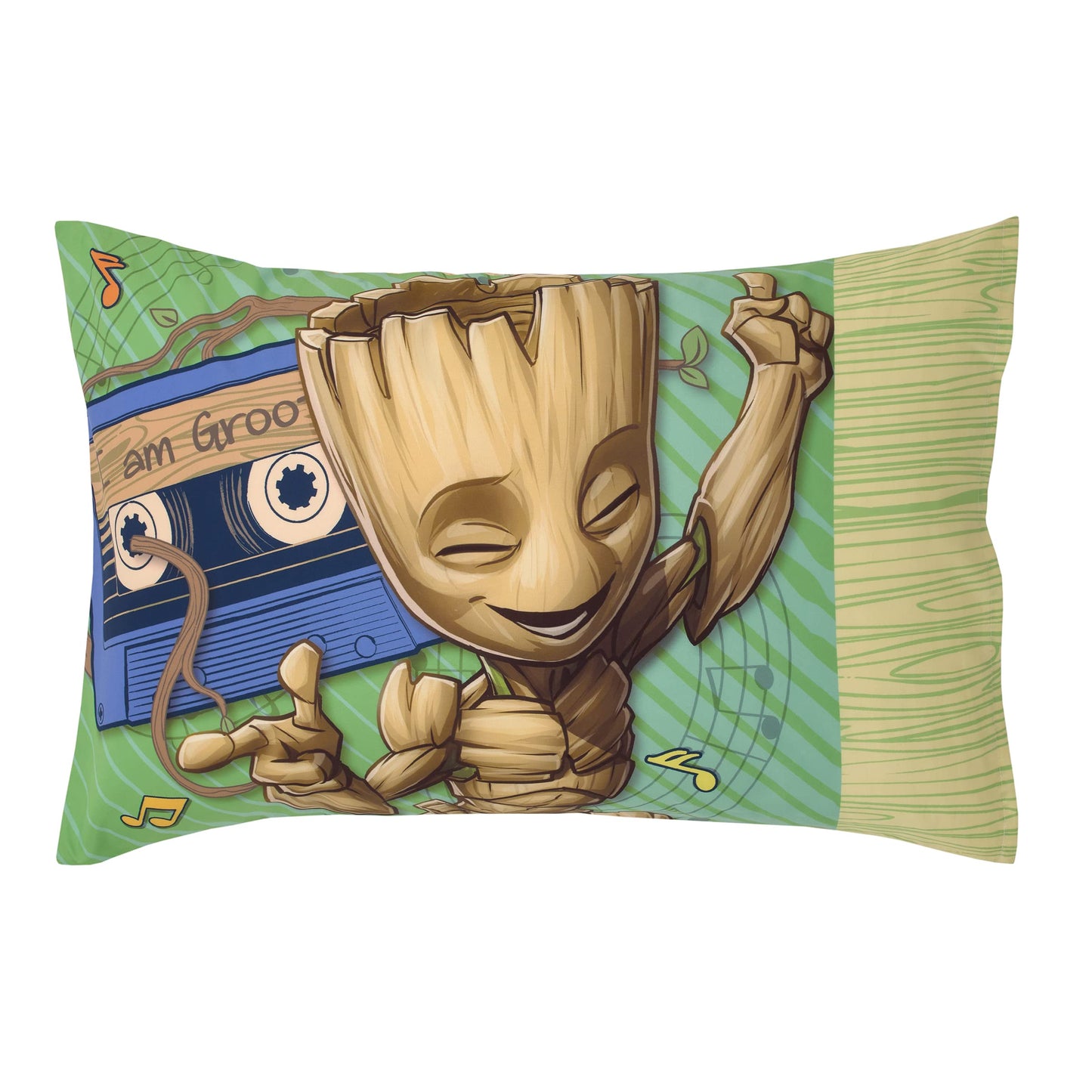 NoJo Marvel Guardians of The Galaxy I Am Groot Green and Blue 4 Piece Toddler Bed Set - Comforter, Fitted Bottom Sheet, Flat Top Sheet, and Reversible Pillowcase