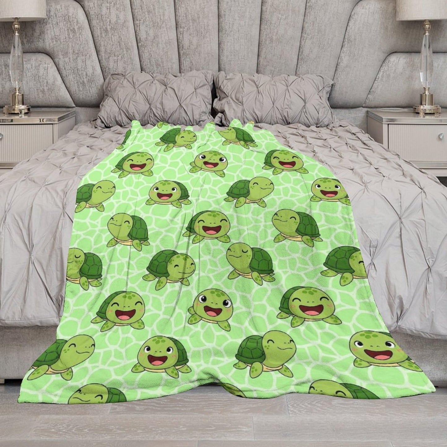 Lightweight Cozy Flannel Blanket Fashion Bedspreads Soft Bed Sofa Couch Cover Compatible with Cute Sea Turtles Green