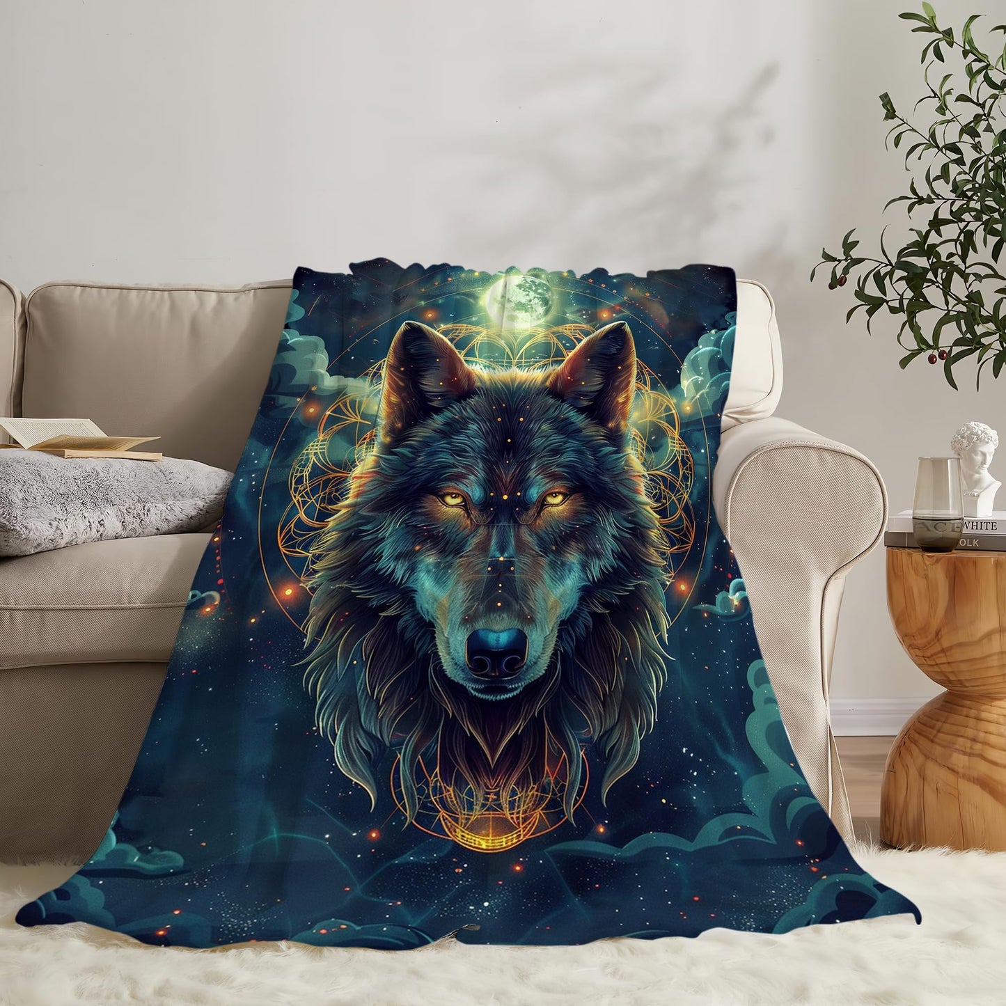 Wolf Blanket Fantasy Wolf Throw Blanket Wolf Gifts and Decor Wolf Blanket for Girls Boys Women Men Kids Adults Soft Warm Cozy Fleece Blanket for Couch Sofa Bed 50"x40"
