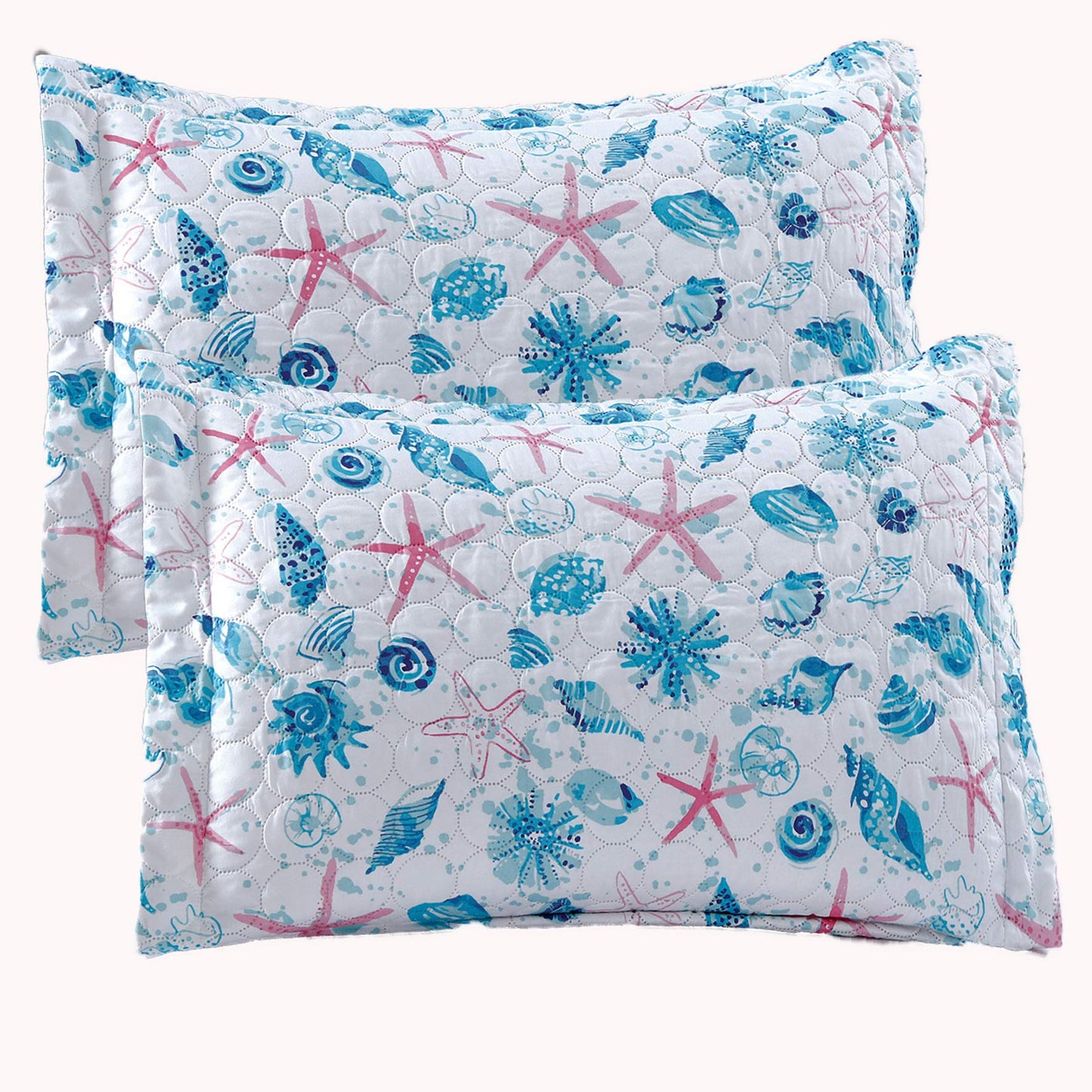 King Size Quilts Bedspread Set Beach King Quilt Set Bedding Set Coastal Summer Ocean Quilts Collection Bedding Beach Bedspread Coverlet Reversible Lightweight Bedding Pink Starfish Aqua Home Quilt Set
