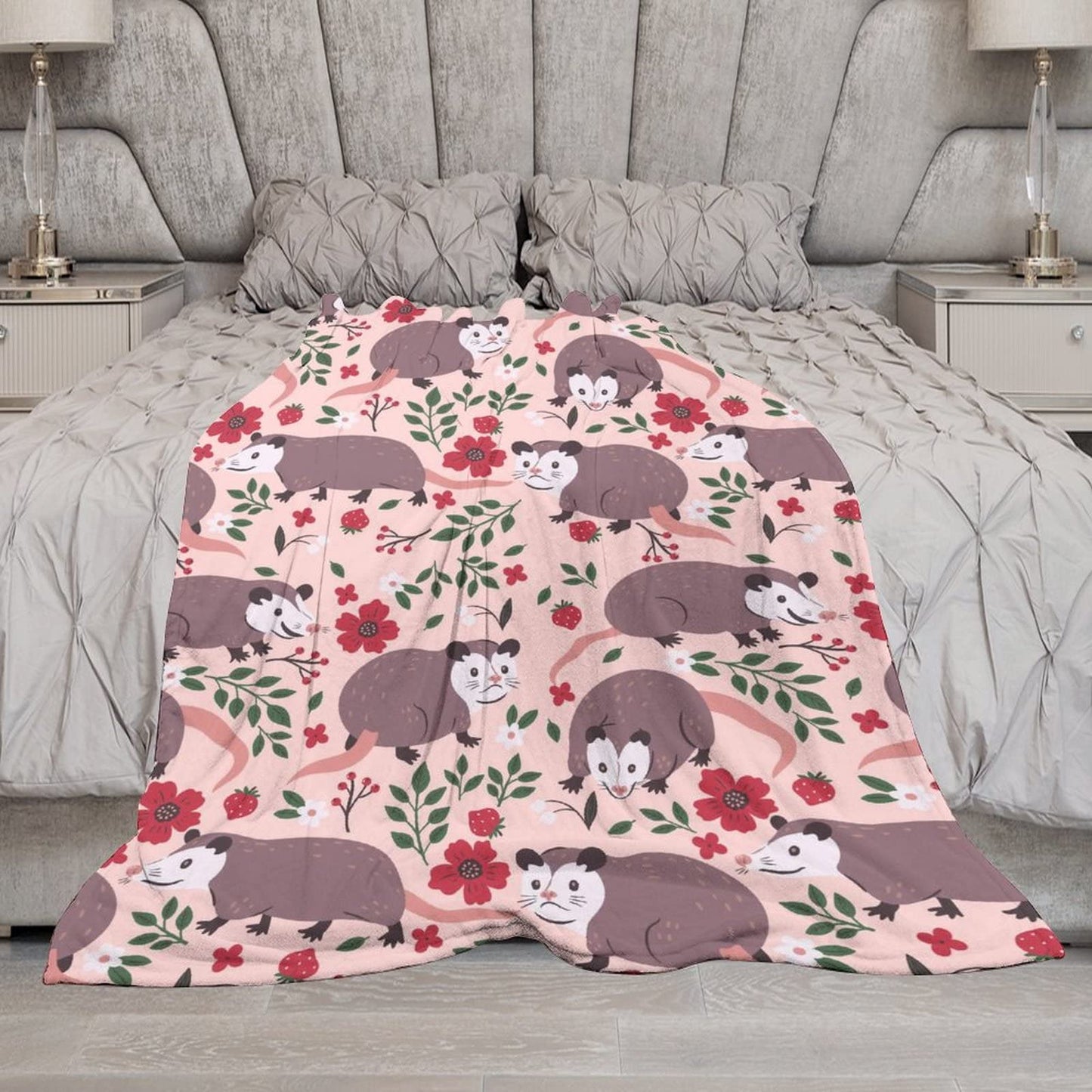 Possum Blanket Gifts, 60"x80" Funny Opossum Throw Blanket for Kids Adults, Lightweight, Plush, Soft, Cozy, Warm, Flannel Blankets for Bed Couch