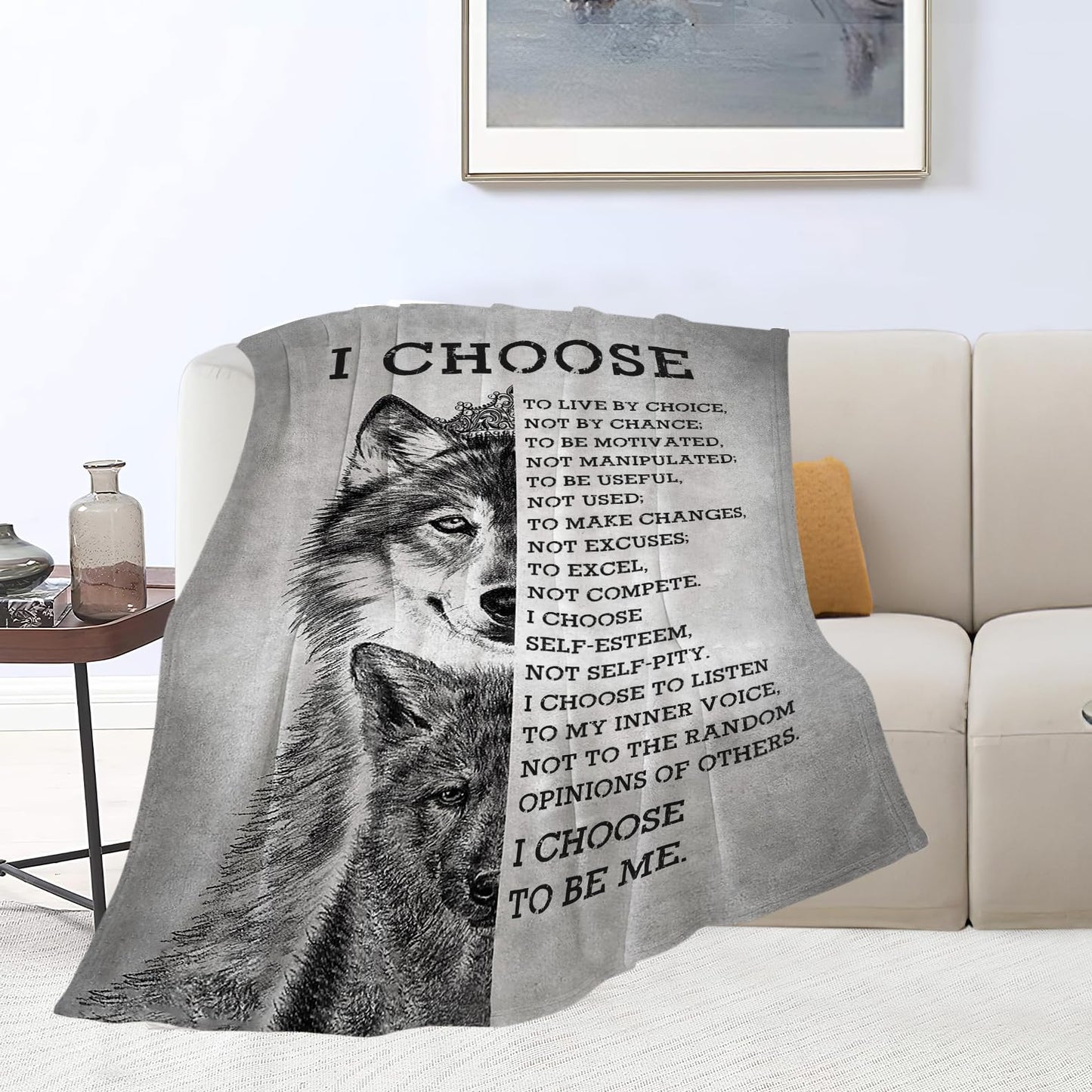 banonaty Wolf Blanket Wolfs Throw Blankets Black and White Wolf Gifts for Men Women Adults Boys Girls Fleece Flannel Blanket Plush Bedding for Couch Sofa Bed Room Decor 40"X50"