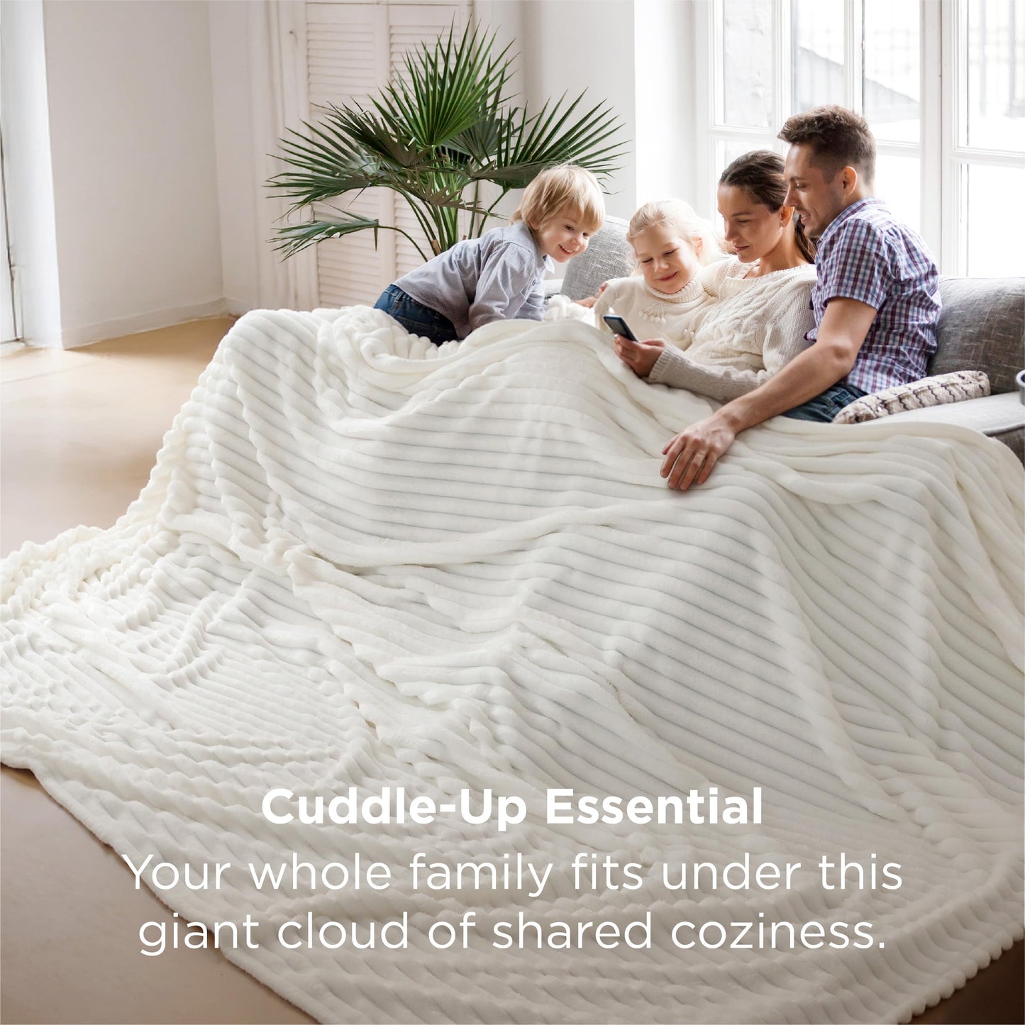 Bedsure GentleSoft Large Fleece Blanket for Bed - Cozy Soft Throw Blankets for Women, Cute Large Throws for Girls, Off White, 120x120 Inches