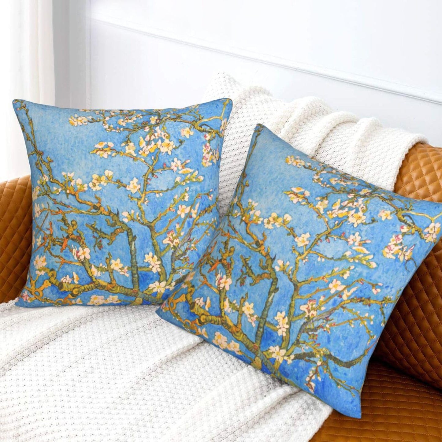 aipoase Blossom Throw Pillow Covers 18 X 18 Inch Set of 2 Pillow Cases Decoration Cushion Cover for Sofa Bedroom Living Room Outdoor