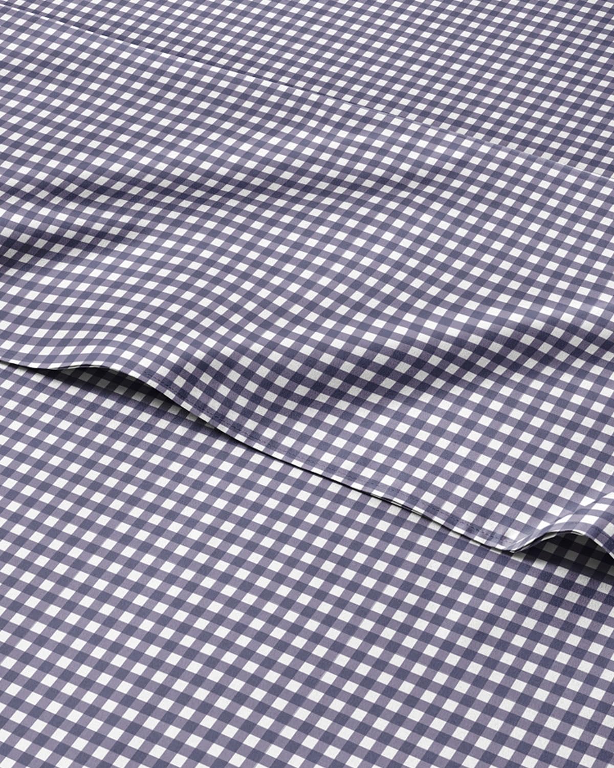 Blue Checkered Sheet Set - 1 Flat & 1 Fitted Sheet & 2 Pillowcases w/ Deep Pockets - Grid, Plaid, Gingham Pattern Bed Set - Comfy, Wrinkle & Fade Resistant - Soft, Breathable and Cooling - Queen Size