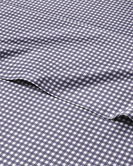 Blue Checkered Sheet Set - 1 Flat & 1 Fitted Sheet & 2 Pillowcases w/ Deep Pockets - Grid, Plaid, Gingham Pattern Bed Set - Comfy, Wrinkle & Fade Resistant - Soft, Breathable and Cooling - Queen Size