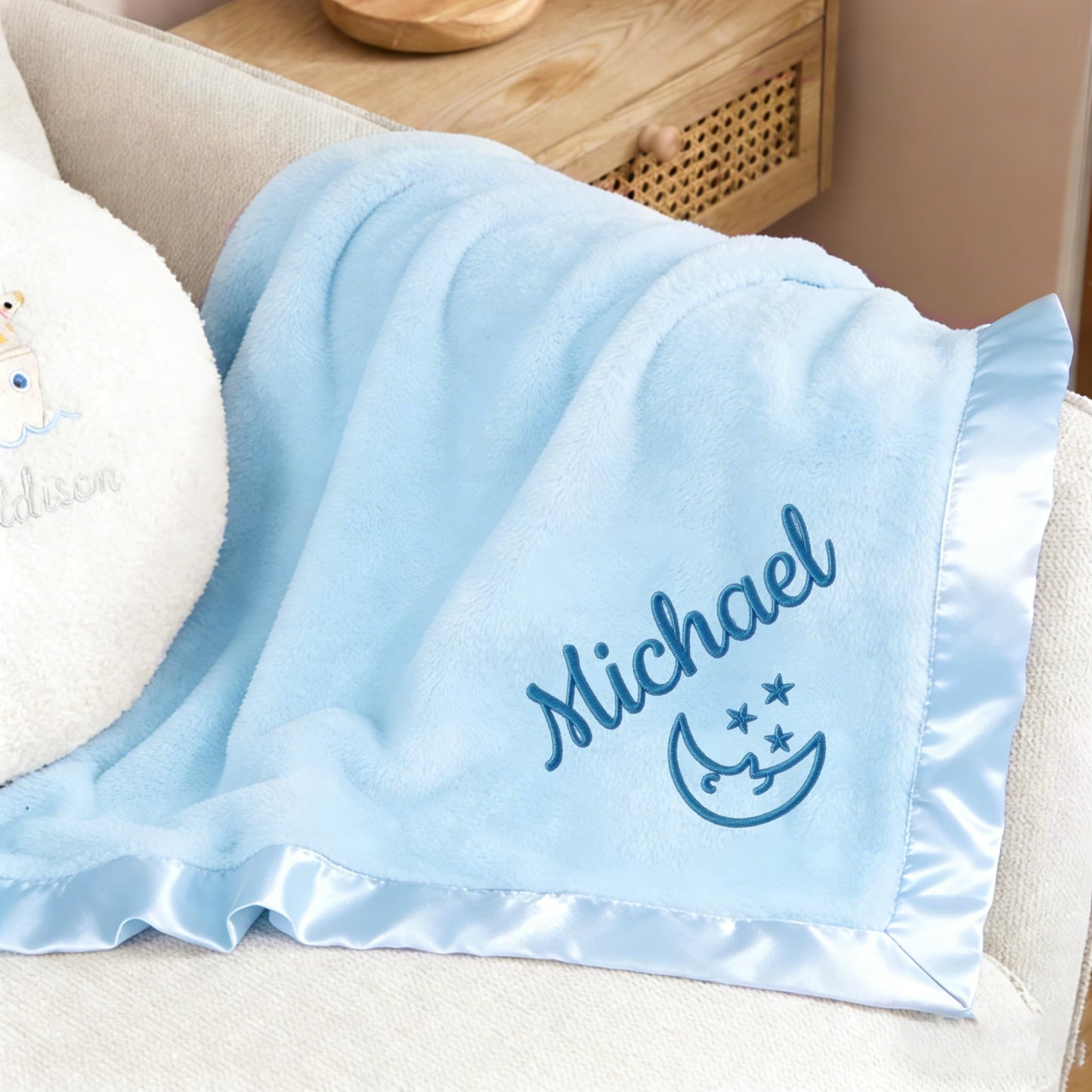 Personalized Baby Blanket with Embroidered Name,Custom Baby Receiving Blankets Soft Fleece Toddler Blanket for Newborn Baby Boy Shower Gifts -36" x 36"